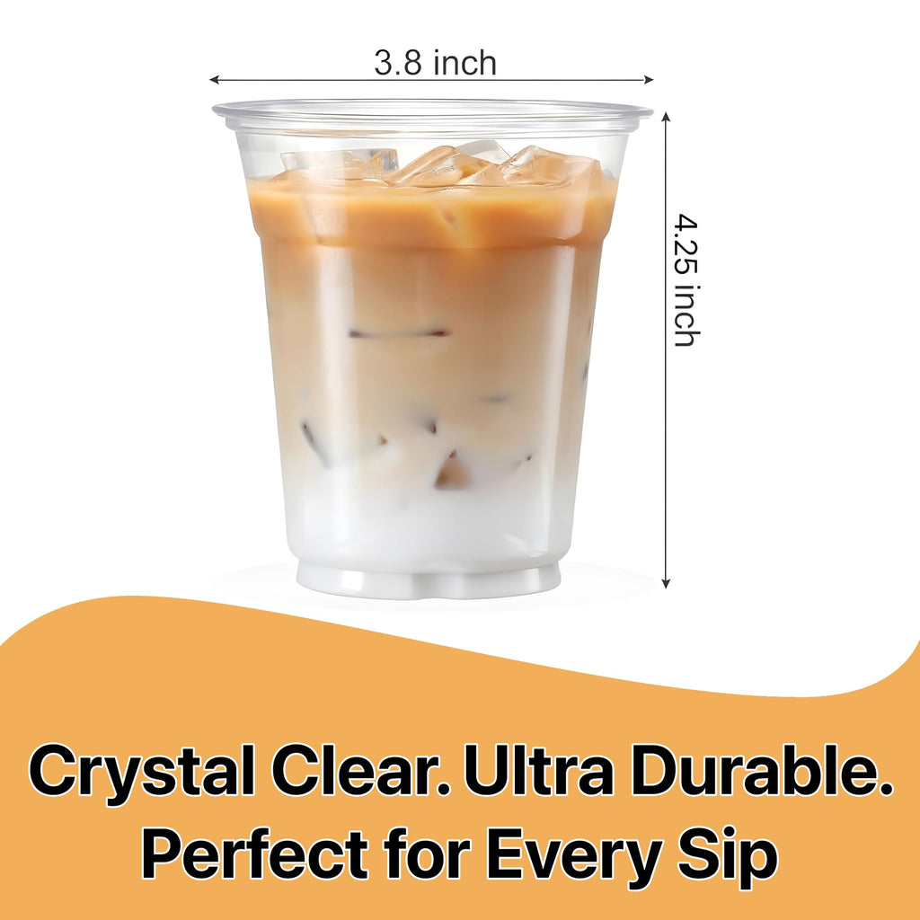 Pokanic Plastic Clear Cups [16 oz] x [25 Cups] Disposable Cold Beverage Drinking Iced Coffee Water Juice Tea Party Travel Cafe Restaurant School Office Home Kitchen