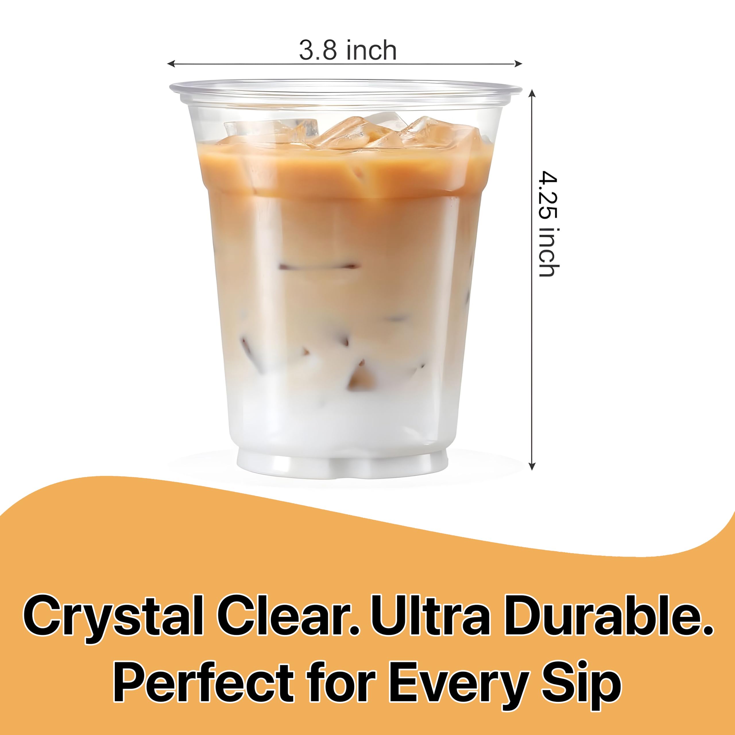 Pokanic Plastic Clear Cups [16 oz] x [25 Cups] Disposable Cold Beverage Drinking Iced Coffee Water Juice Tea Party Travel Cafe Restaurant School Office Home Kitchen