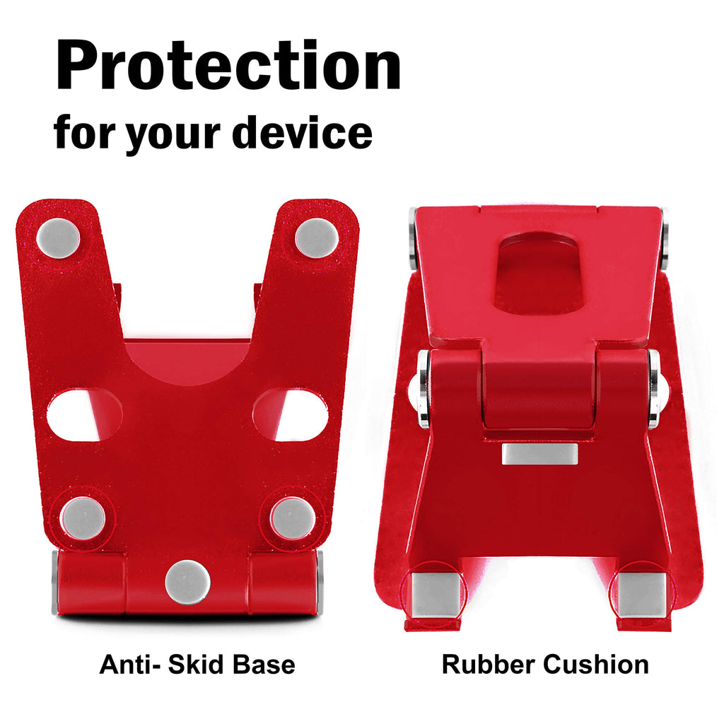 POKANIC Cell Phone Fully Foldable Stand Dock Holder Cradle Mount Organizer Charger Station Table Desk Office School Kitchen Travel Portable Adjustable Multi-Angle Aluminum Pouch