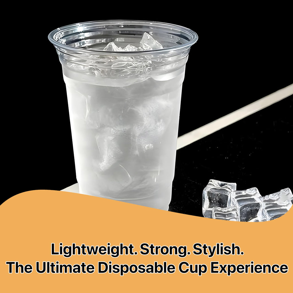 Pokanic Plastic Clear Cups [16 oz] x [25 Cups] Disposable Cold Beverage Drinking Iced Coffee Water Juice Tea Party Travel Cafe Restaurant School Office Home Kitchen