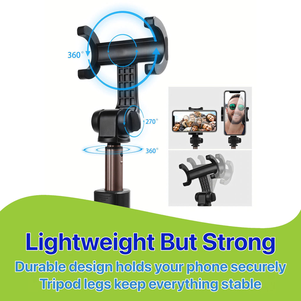 Pokanic Selfie Stick Tripod with Wireless Remote Controller Pouch Extendable Adjustable Stand Mount Light-Weight V-Log Compatible with All Apple iPhone, Samsung Galaxy