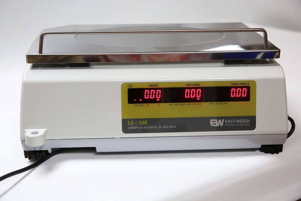 Easy Weigh LS-100-NF 60 LB Dual Range Fast Reliable Price Computing Printing Scale, LED & Alpha Large LCD, NTEP, Heavy Duty, Easy To Program & USE (Standard Display - Network)