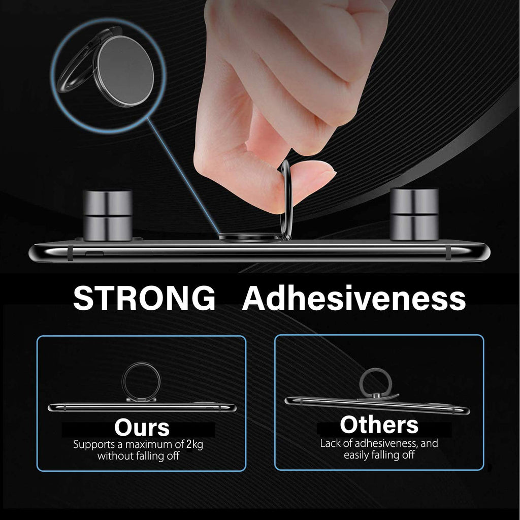 Pokanic Cell Phone Holder Finger Metal Ring Grip Stability Kickstand 360° Rotation Adjustable Collapsible Compatible with Apple iPhone, Samsung Galaxy, LG