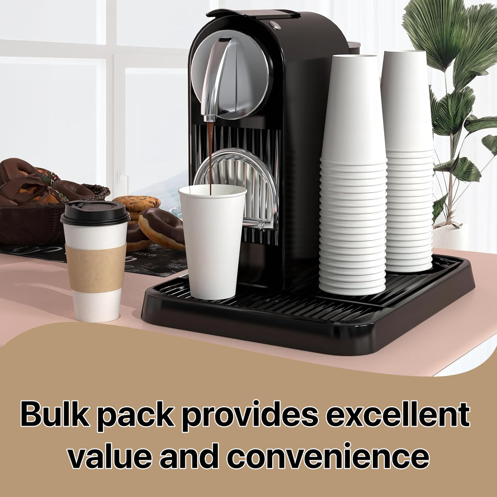 Pokanic Paper White Cups [ oz] with Lids and Sleeves x [10 Set] Disposable Hot Cold Coffee Water Beverage Drinking for School Office Home Kitchen Cafe Restaurant