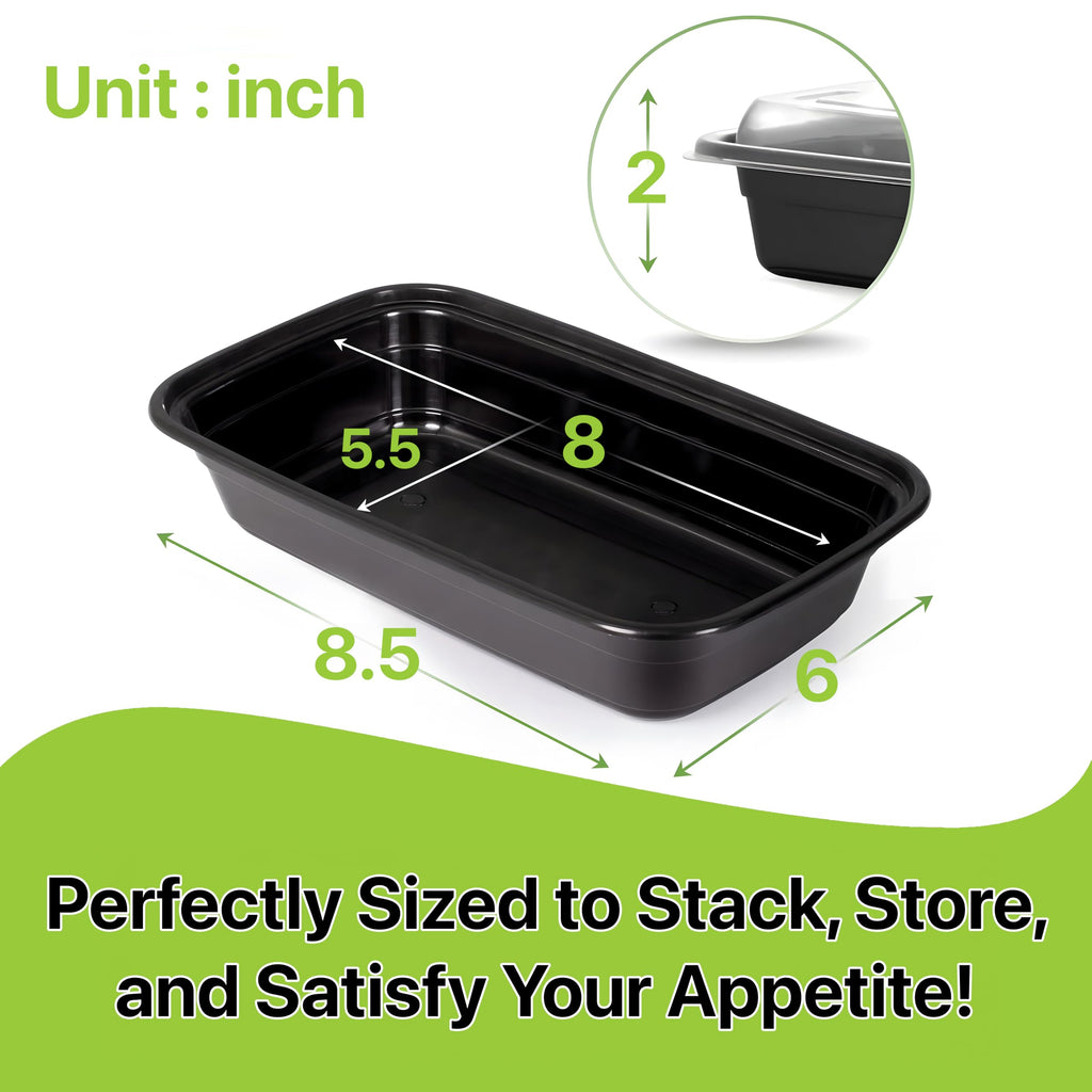 Pokanic Meal Prep Containers [ Set] oz with Lids, 1 compartment, Stackable, Reusable, Leakproof, Food Safe, Microwave, Freezer & Dishwasher Safe for Food Prep Storage Bento Box