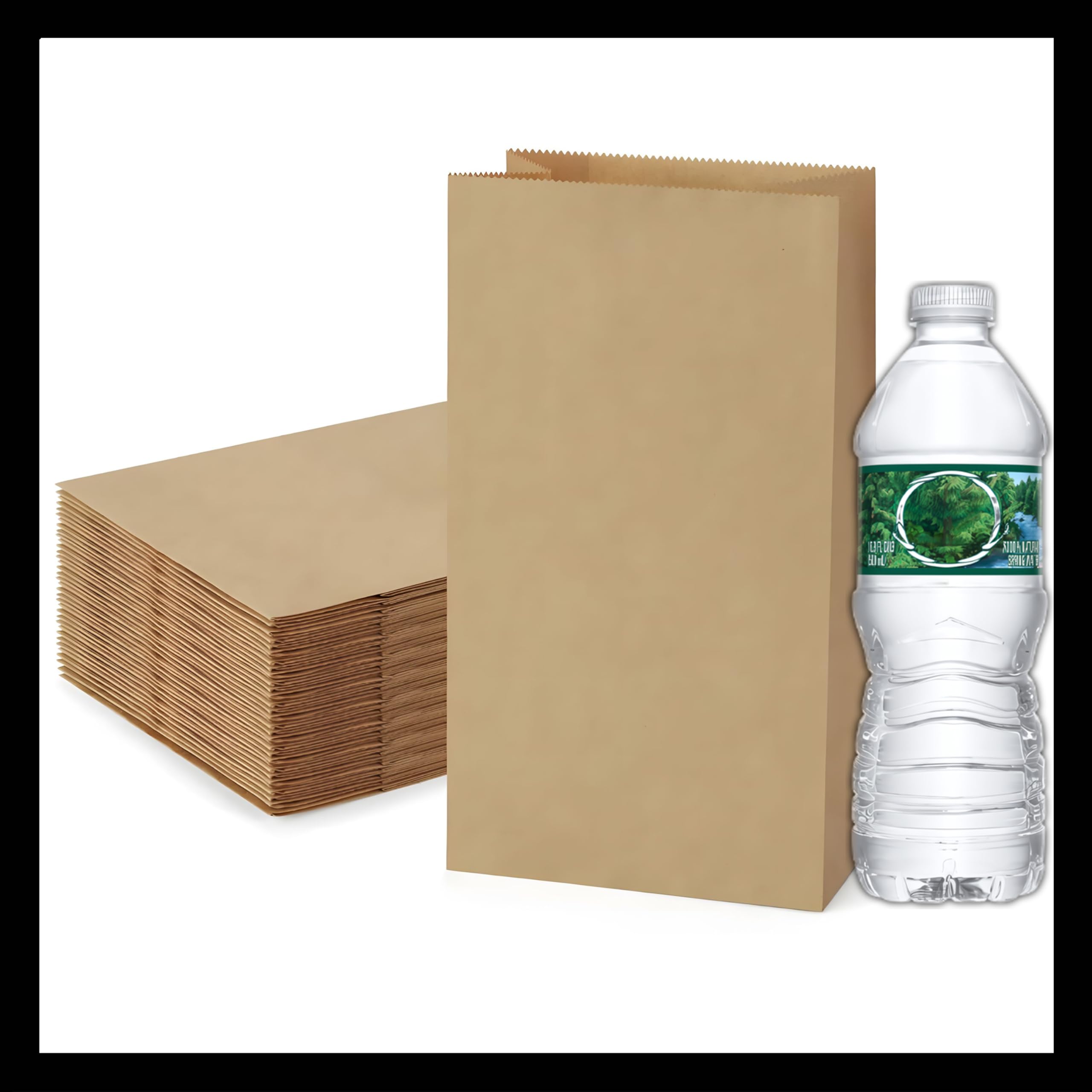 Pokanic Lunch Brown Paper Bags x 500 pcs (10 x 5 x 3 inch) Bulk Kraft 4 lb Capacity Eco Friendly Reusable Heavy DutyDisposable for Grocery Snacks Crafts Lunch Sandwich Food
