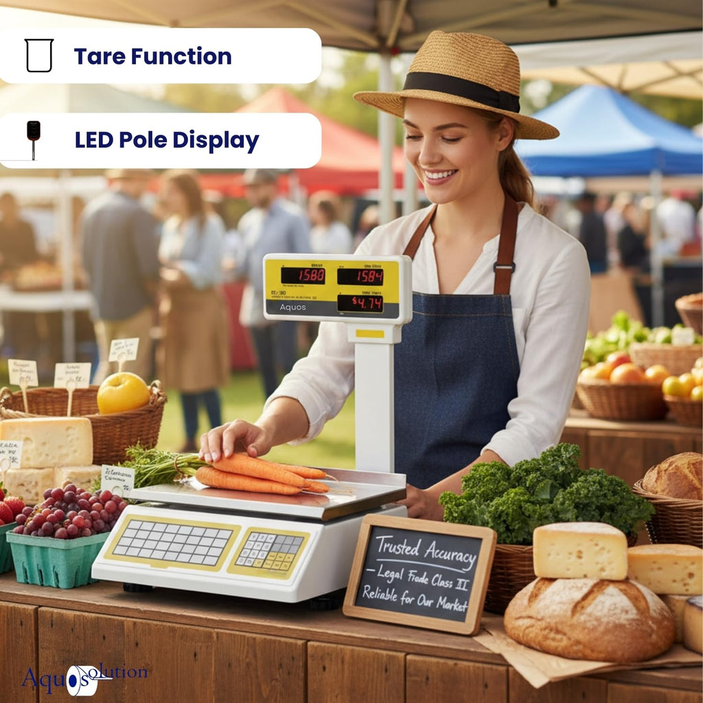 Easy Weigh PC-100 60lb Capacity Price Digital Computing Scale Legal for Trade Class III Deli Produce Grocery Meat Kitchen NTEP
