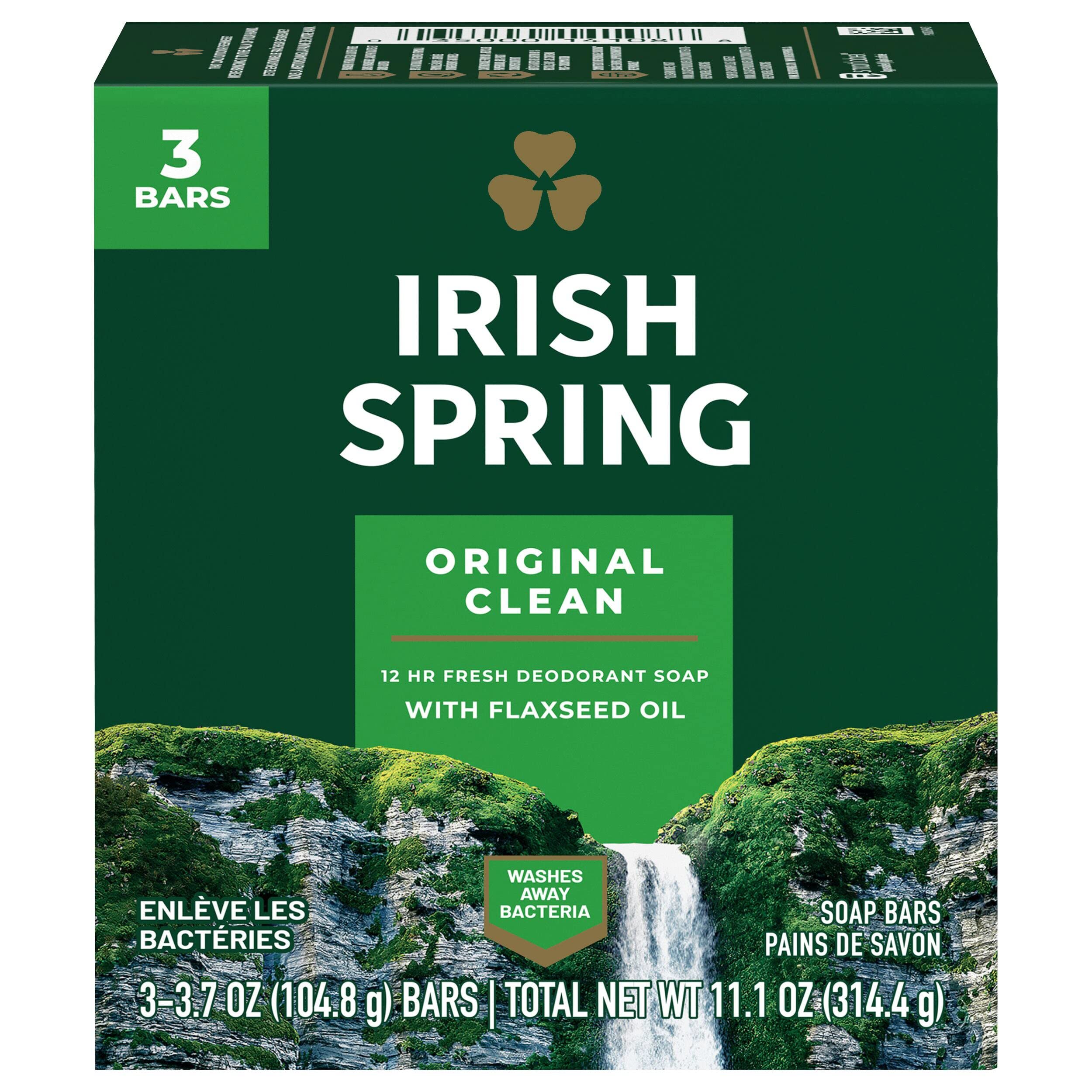 Irish Spring Deodorant Soap Bars Original, 3 Count