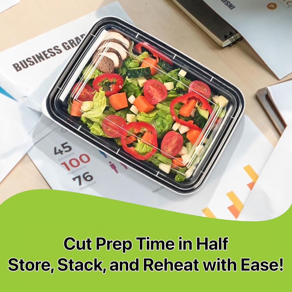 Pokanic Meal Prep Containers [ Set] oz with Lids, 1 compartment, Stackable, Reusable, Leakproof, Food Safe, Microwave, Freezer & Dishwasher Safe for Food Prep Storage Bento Box
