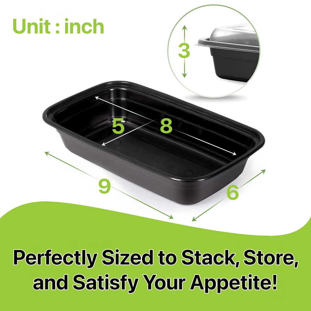 Pokanic Meal Prep Containers [ Set] oz with Lids, 1 compartment, Stackable, Reusable, Leakproof, Food Safe, Microwave, Freezer & Dishwasher Safe for Food Prep Storage Bento Box