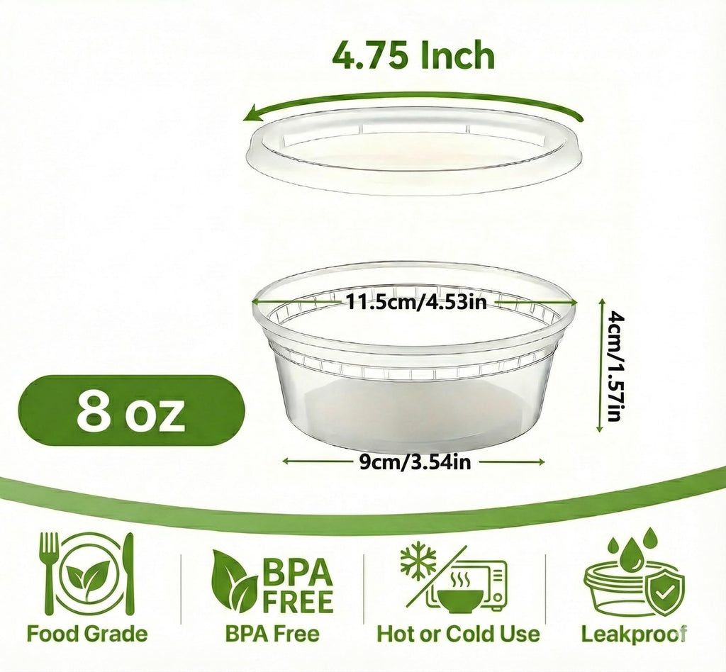 Pokanic Food Storage Containers [50 Set] 16 oz Plastic Deli Containers with Lids Slime Soup Meal Prep Containers | BPA Free | Stackable | Leakproof | Microwave/Dishwasher/Freezer Safe