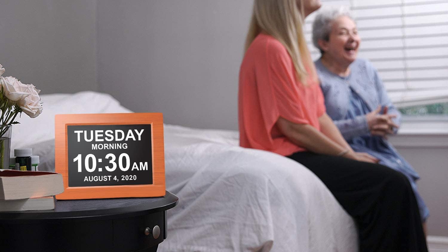 Pokanic Digital Calendar Date Multi Alarm Clock 8 inch Large Display Auto-Dimming Electic Desk Table Wall Mount Office, Home, Kitchen, Room, School, Bedroom, Living Room