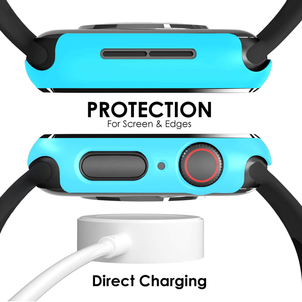 Pokanic [2 Pack Compatible with Apple Watch 9 8 7 6 5 4 3 2 1 SE Series iWatch 9H Tempered Glass Case Full Screen Protector Cover Scratch