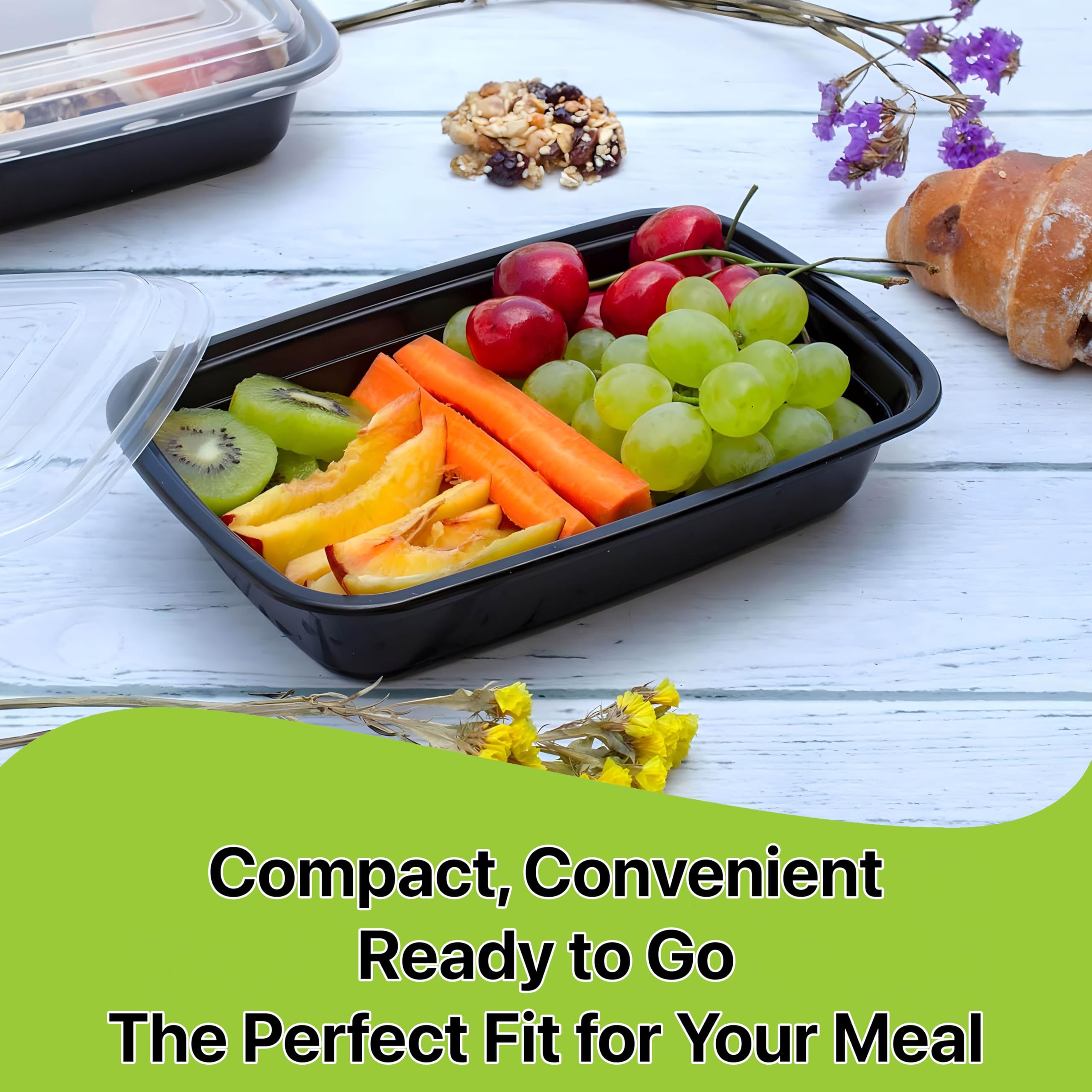 Pokanic Meal Prep Containers [ Set] oz with Lids, 1 compartment, Stackable, Reusable, Leakproof, Food Safe, Microwave, Freezer & Dishwasher Safe for Food Prep Storage Bento Box