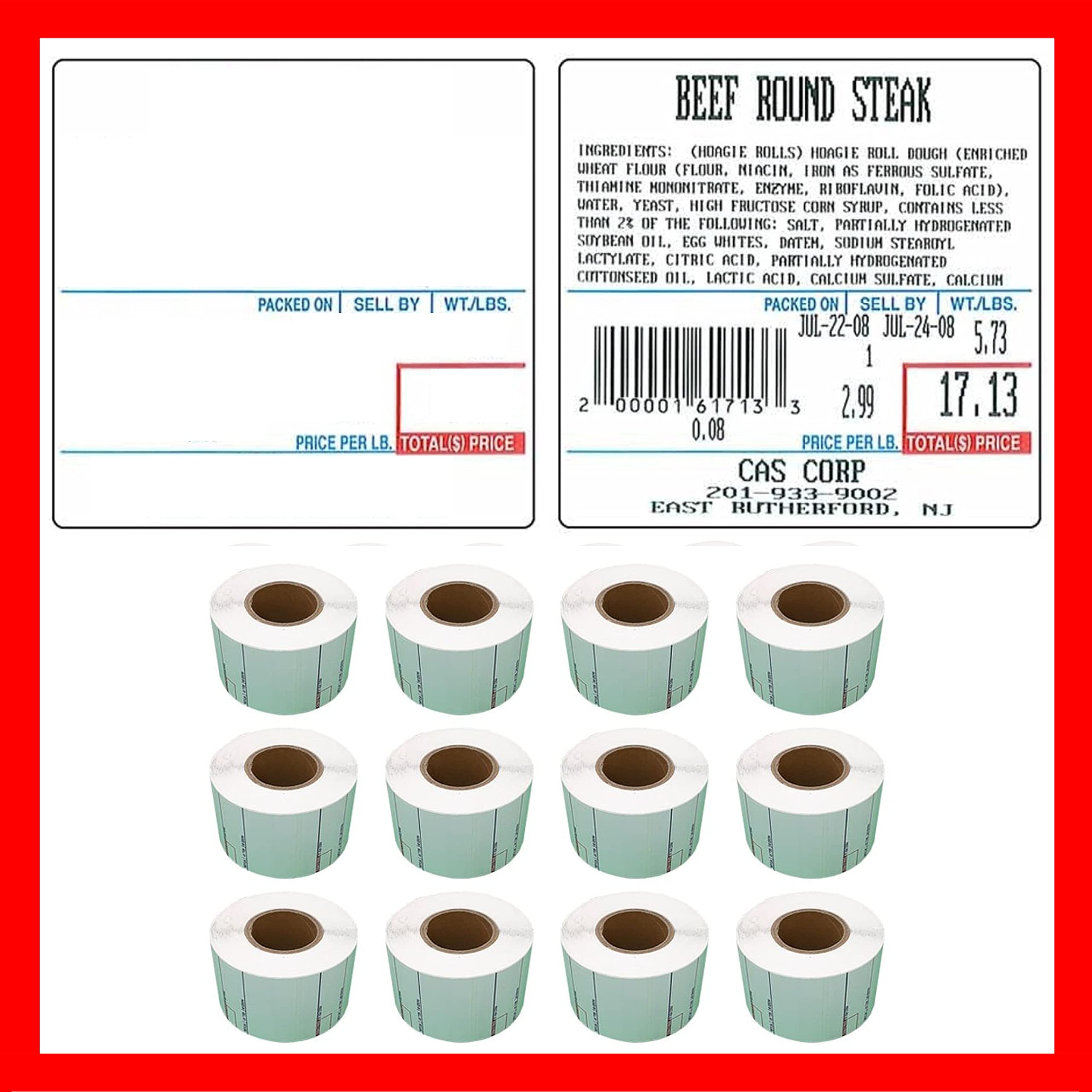 CAS Labels LST Thermal - Printer Printing Scale Compatible with CAS LP-1000 CL-5000 CL-5500 CL-7200, Easy Weigh LS-100, VisionTech DLP-300