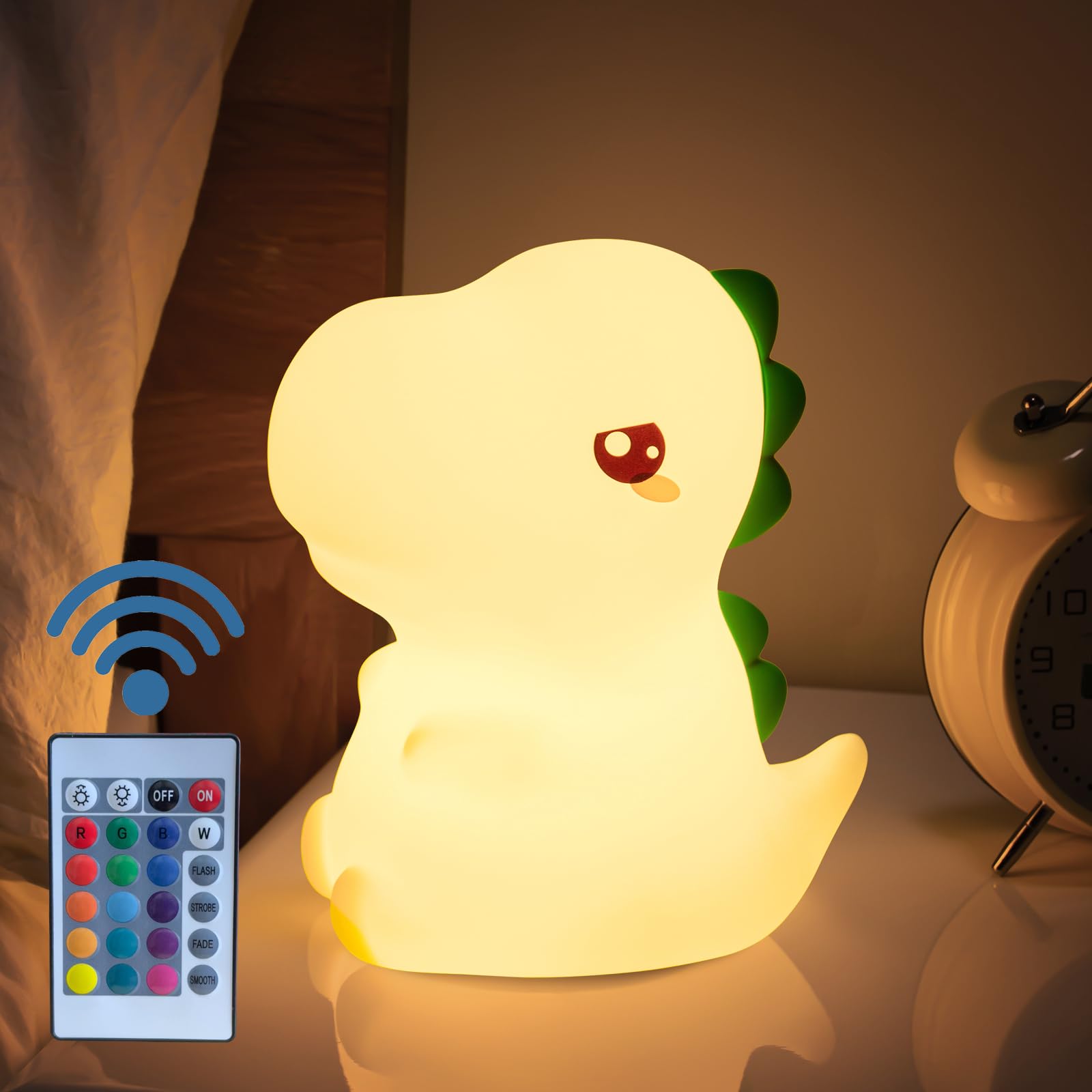 Pokanic Kids LED Lights Remote Controller Rechargeable Battery Powered Portable Silicone Night Multi Color USB Lamp Decor Desk Sleeping Bedroom Living Room