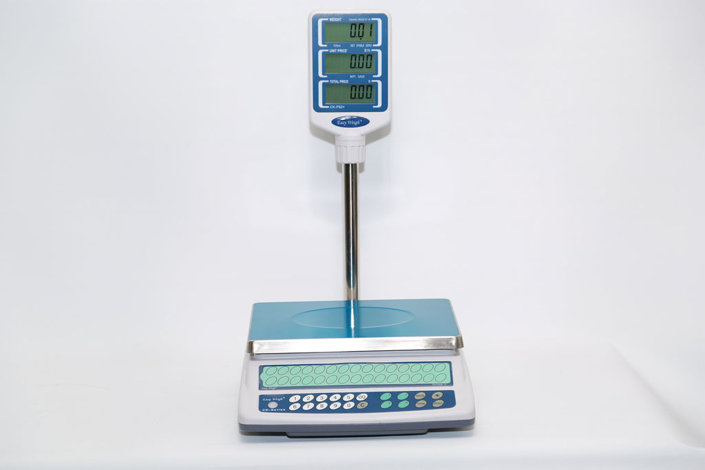 Easy Weigh CK Series Digital Price Computing Scale Rechargeable Battery Operated, NTEP Approval Class III, LCD Display, Portable Compact, Stainless Steel Platter