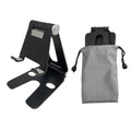 POKANIC Cell Phone Fully Foldable Stand Dock Holder Cradle Mount Organizer Charger Station Table Desk Office School Kitchen Travel Portable Adjustable Multi-Angle Aluminum Pouch