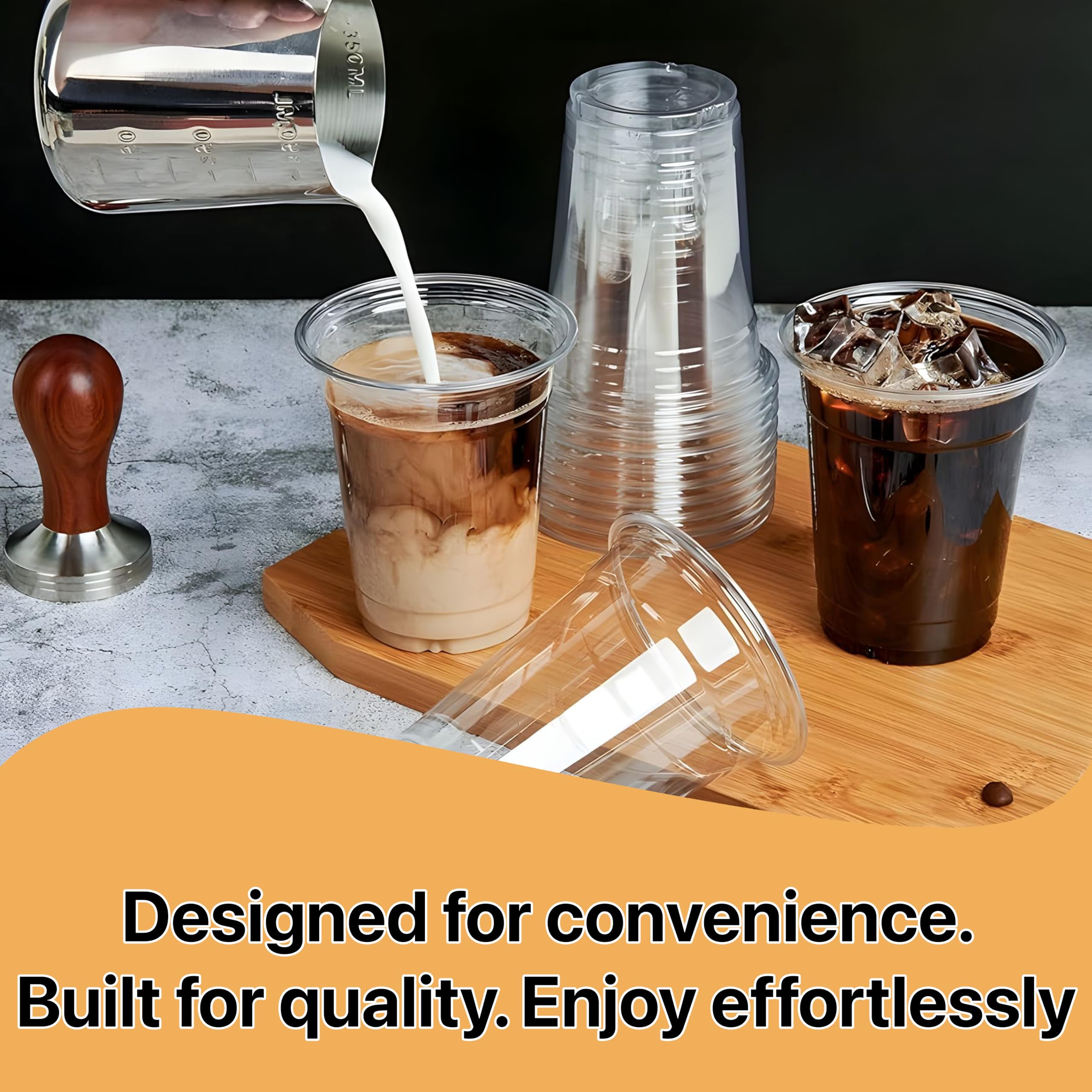 Pokanic Plastic Clear Cups [16 oz] x [25 Cups] Disposable Cold Beverage Drinking Iced Coffee Water Juice Tea Party Travel Cafe Restaurant School Office Home Kitchen