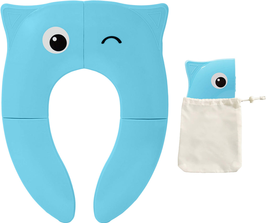 POKANIC Toilet Potty Training Seat Cover, Travel Toilet Seat, Folding Non Slip Silicone Pads, Travel Portable Reusable Kids Toddlers Boys Girls, Carry Bag