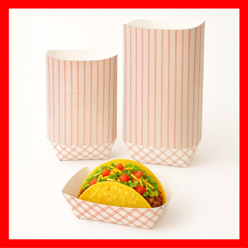 Pokanic Checkered Kraft Paper Boat Trays [ lb] x [ Pack] Disposable [ x x x] Containers Bowls Baskets Heavy-Duty Foods Snacks Hot Dogs Sandwich Burgers Popcorn Chips Tacos Nachos