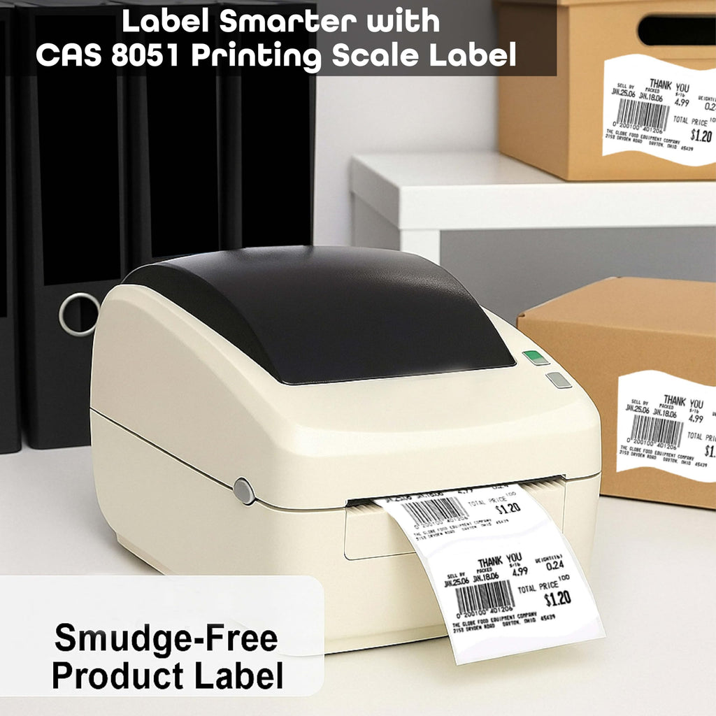 Aquos CAS Printing Scale Label Rolls (8060) – Rectangular Blank Thermal Label Rolls | CAS Scale Labels for Grocery Stores, Butcher Shops, Delis & Supermarkets | Made in USA