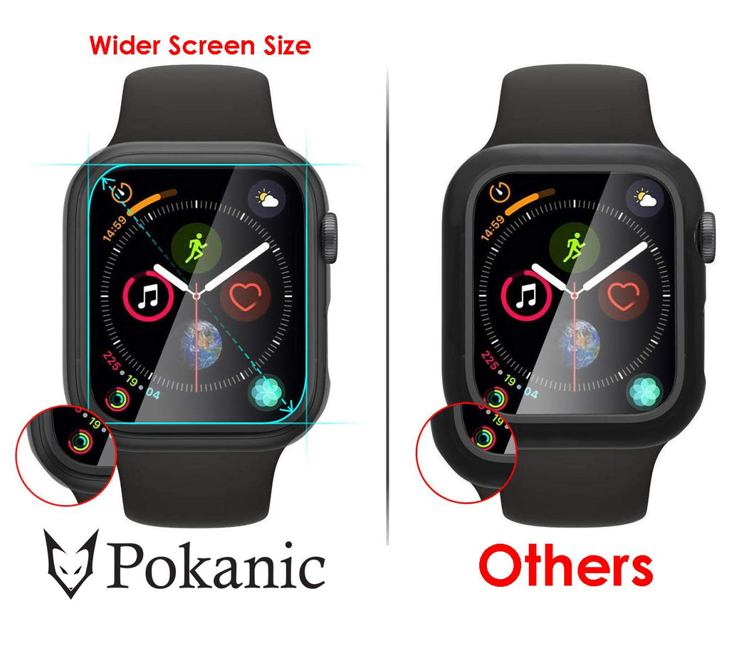 Pokanic [2 Pack Compatible with Apple Watch 9 8 7 6 5 4 3 2 1 SE Series iWatch 9H Tempered Glass Case Full Screen Protector Cover Scratch