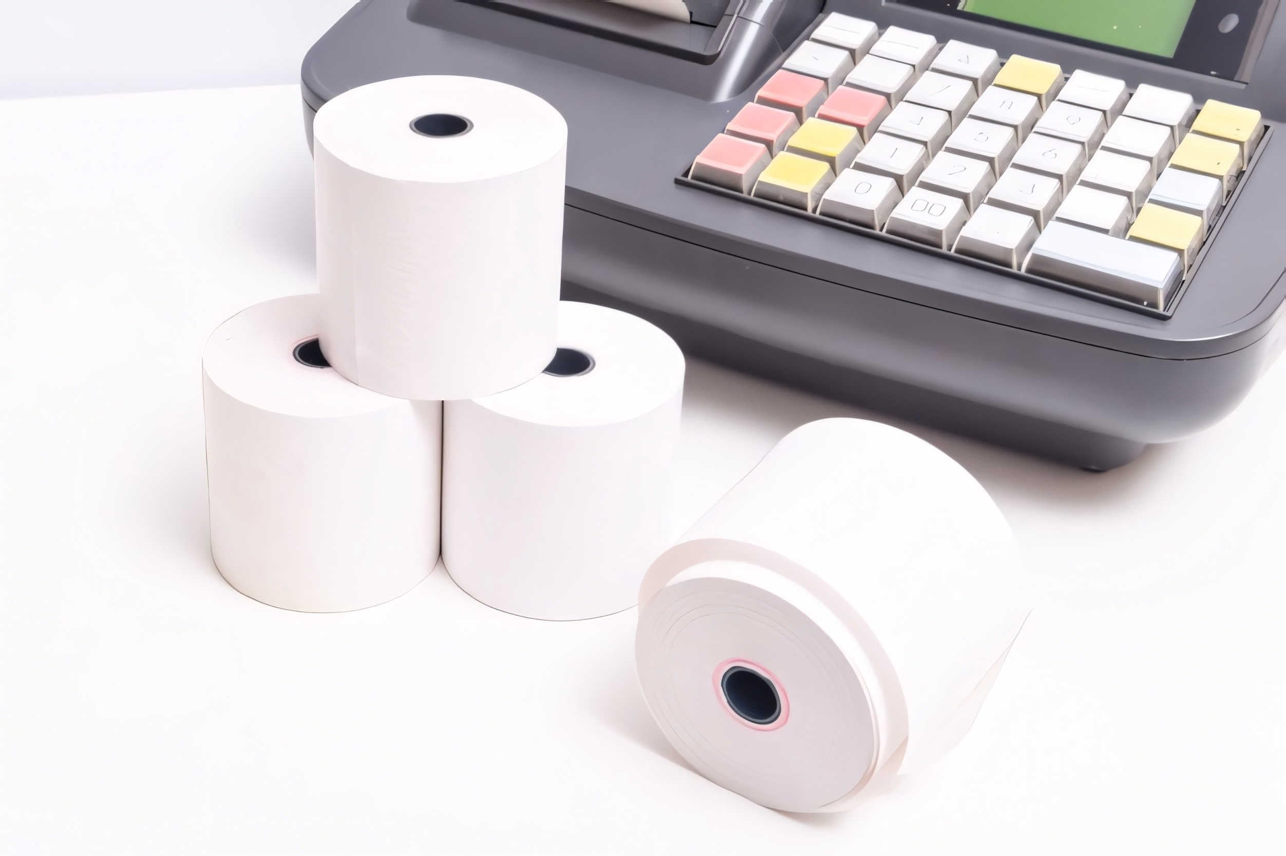 Pokanic 3" x 150' 1 Ply Bond White Paper Rolls Kitchen Receipt POS Cash Register Compatible with Clover Epson SNBC Star Sam4s Ellix Bixolon Impact Printers SP700 ERC30 34 38 TMU200