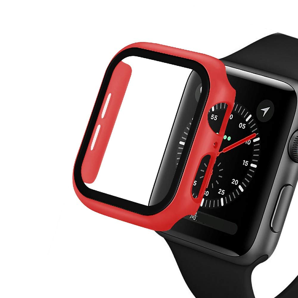 Pokanic [2 Pack Compatible with Apple Watch 9 8 7 6 5 4 3 2 1 SE Series iWatch 9H Tempered Glass Case Full Screen Protector Cover Scratch