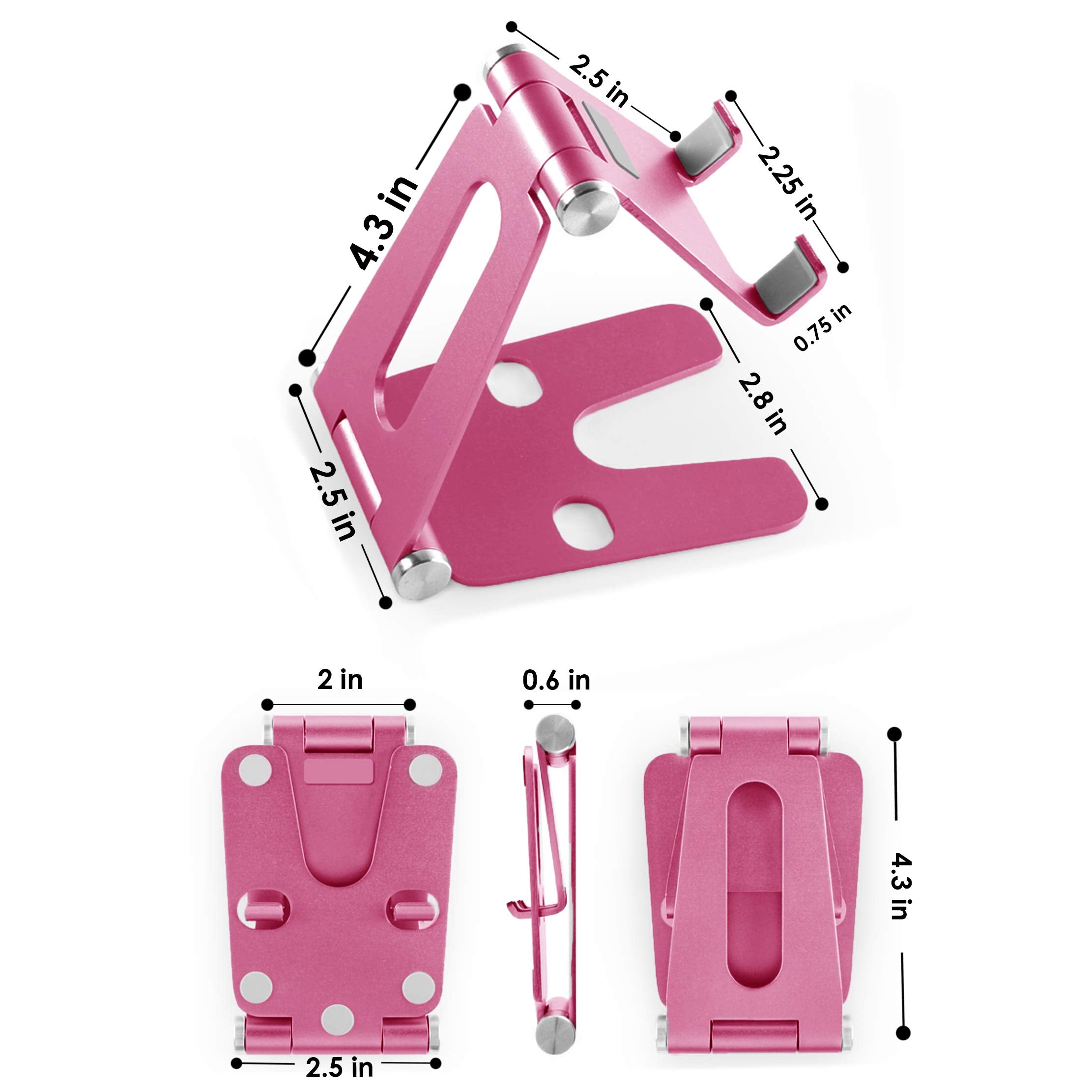 Pokanic Fully Foldable Multi-Angle Aluminum Phone & Tablet Stand - Adjustable Dock Holder for Desk, Bed, Office, School, Kitchen, Travel - Portable Charger Station Organizer