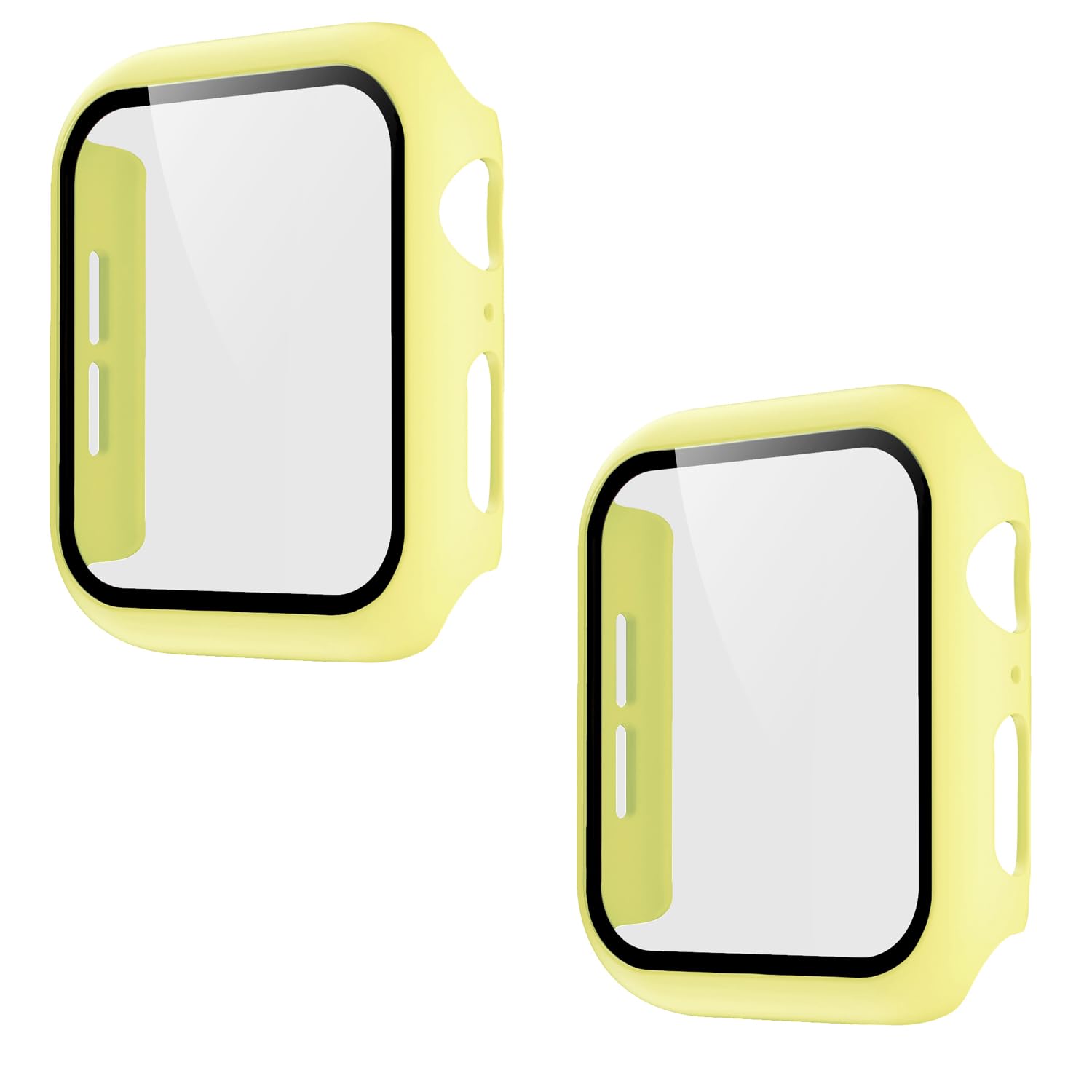 Pokanic [2 Pack Compatible with Apple Watch 9 8 7 6 5 4 3 2 1 SE Series iWatch 9H Tempered Glass Case Full Screen Protector Cover Scratch