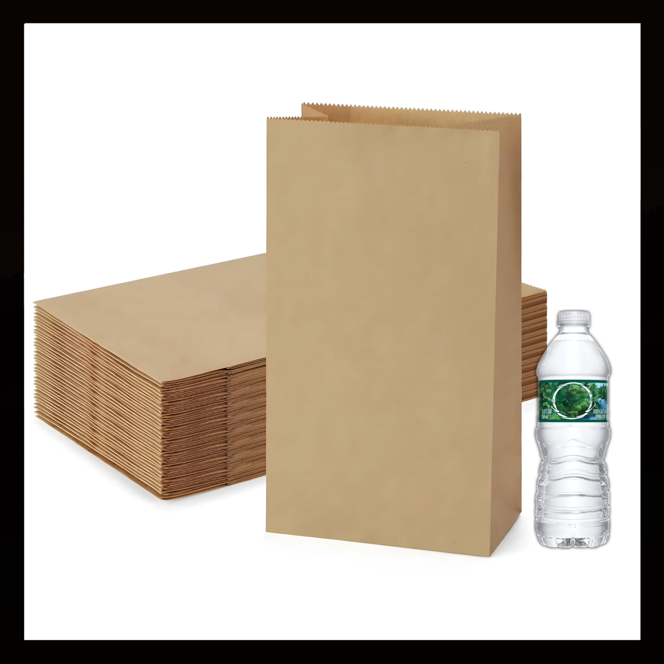 Pokanic Lunch Brown Paper Bags x 500 pcs (10 x 5 x 3 inch) Bulk Kraft 4 lb Capacity Eco Friendly Reusable Heavy DutyDisposable for Grocery Snacks Crafts Lunch Sandwich Food