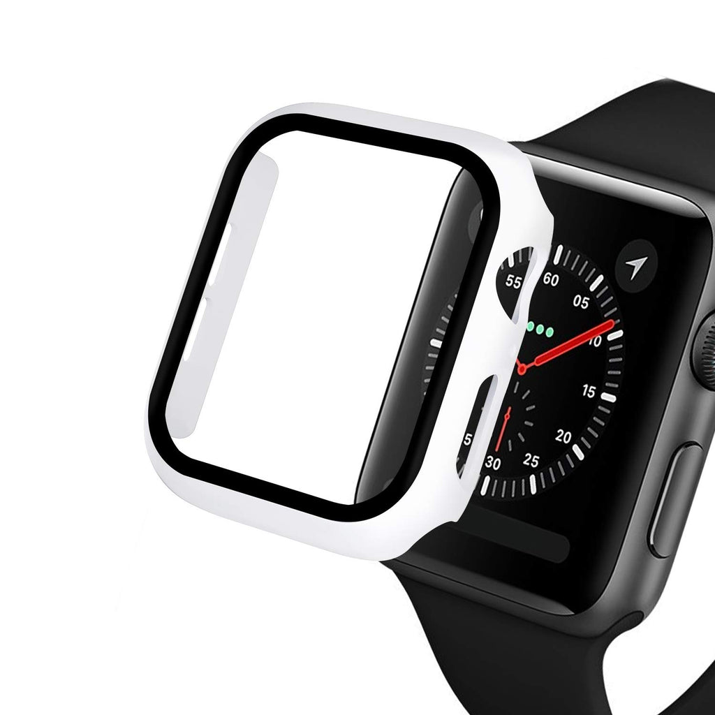 Pokanic [2 Pack Compatible with Apple Watch 9 8 7 6 5 4 3 2 1 SE Series iWatch 9H Tempered Glass Case Full Screen Protector Cover Scratch