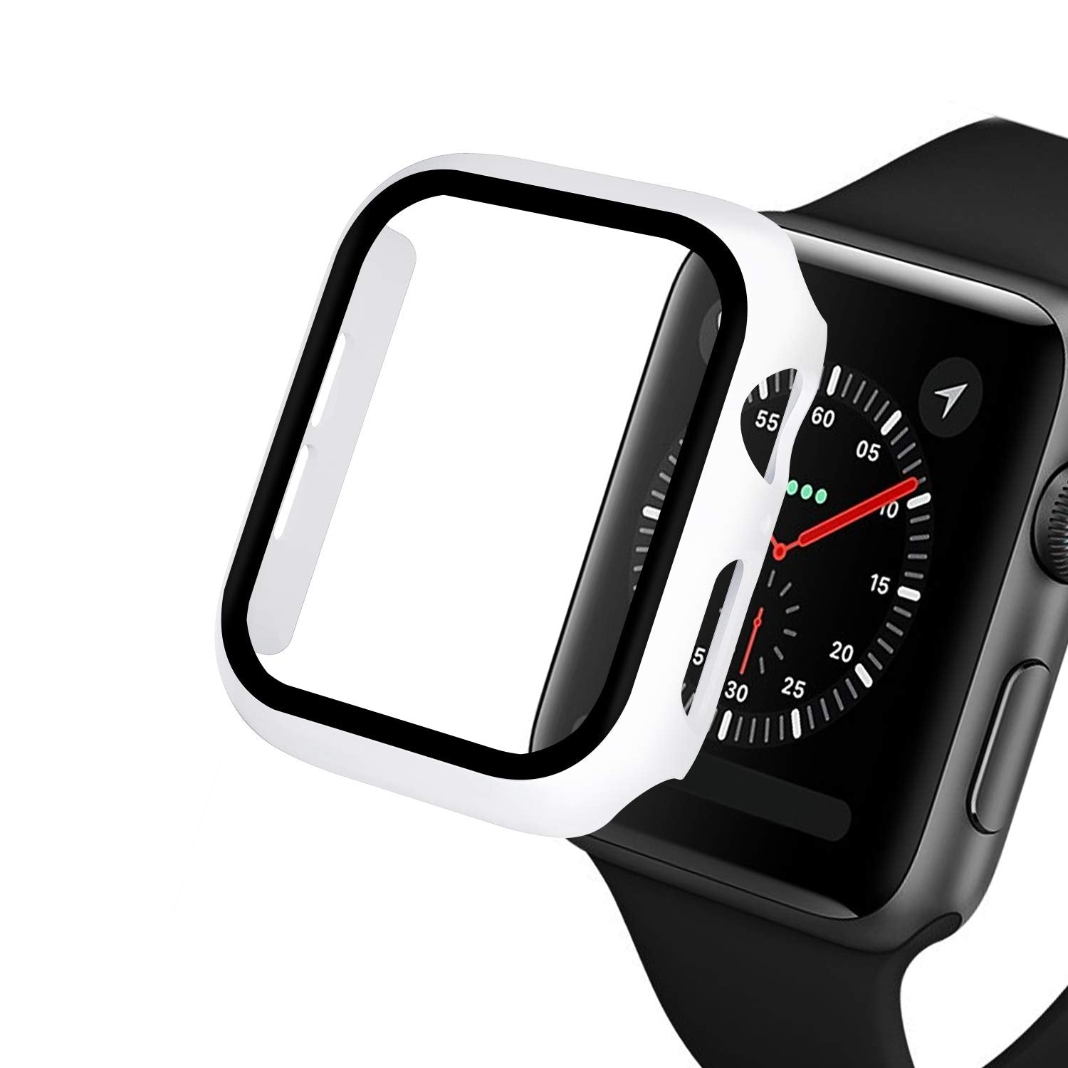 Pokanic [2 Pack Compatible with Apple Watch 9 8 7 6 5 4 3 2 1 SE Series iWatch 9H Tempered Glass Case Full Screen Protector Cover Scratch