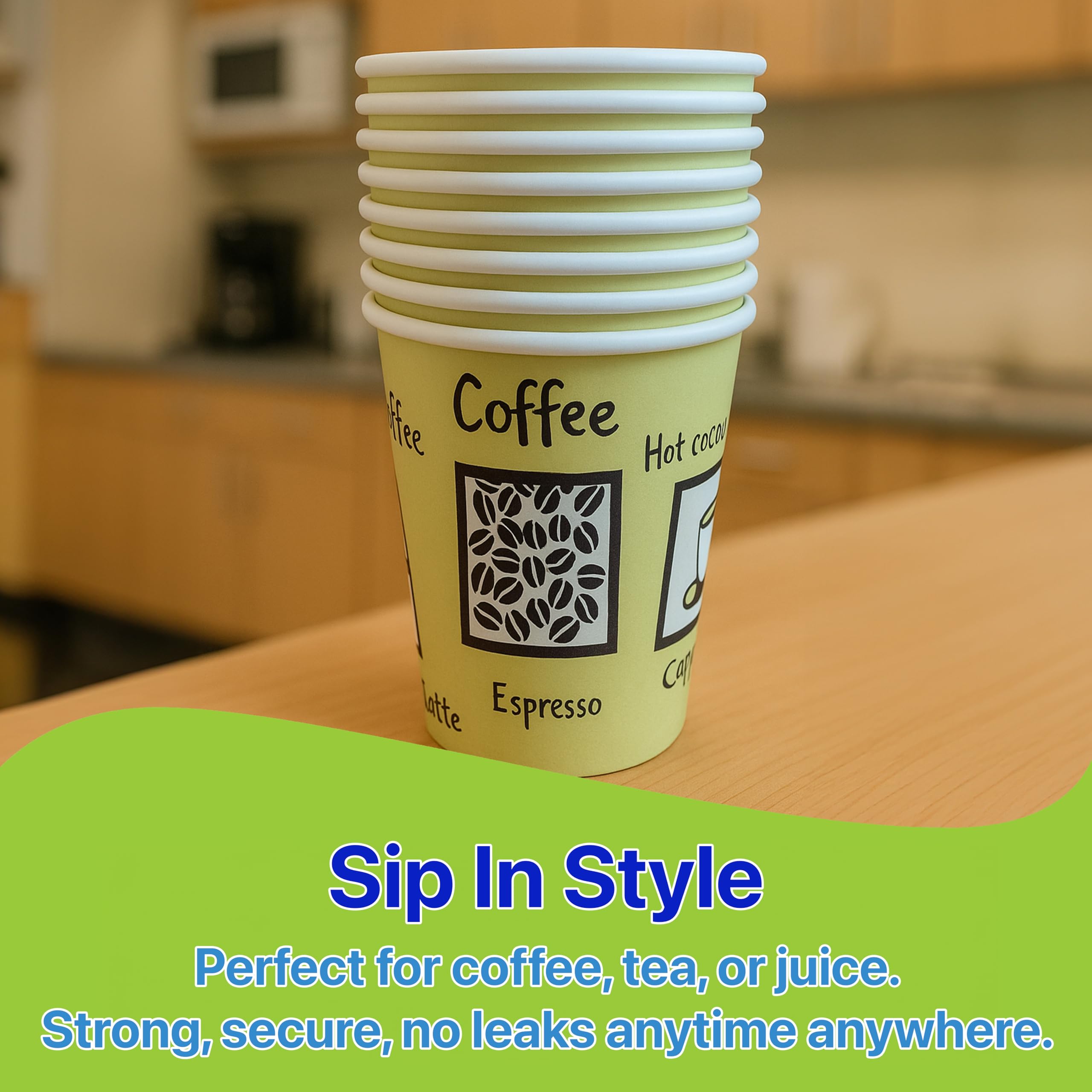 Pokanic Paper Cups oz Pack Disposable Hot Cold Beverage Drinking Coffee Water Juice Tea Party Travel Events Cafe Restaurant School Office Home Kitchen