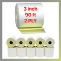 Pokanic 3" x 90' 2 Ply White Canary Carbonless Paper Rolls Kitchen Receipt Printer POS Cash Register Compatible with Clover Epson SNBC Star Sam4s Ellix Bixolon Printers
