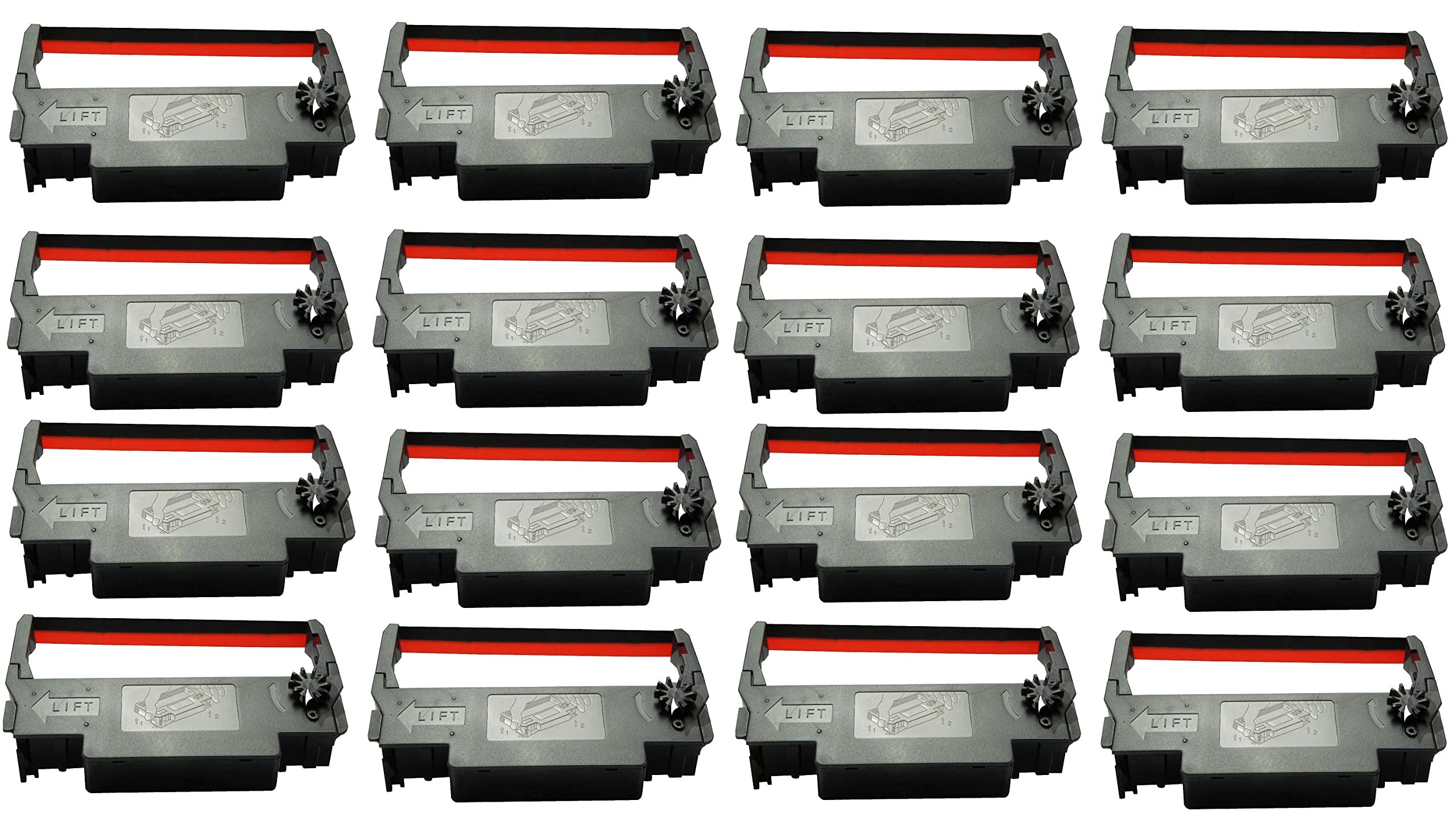 Bixolon (RRC-201BR-16) ERC-30, 16-Pack KD02-00057A Black and Red Ribbon Cartridge ink Compatible with SNBC SRP-275 & SRP-270 (GRC-220BR)