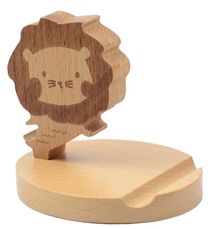 Pokanic Cell Phone Tablet Wooden Stand Dock Holder Cradle Mount Organizer Charger Station Table Desk Room Office School Kitchen Non-Slip Wood
