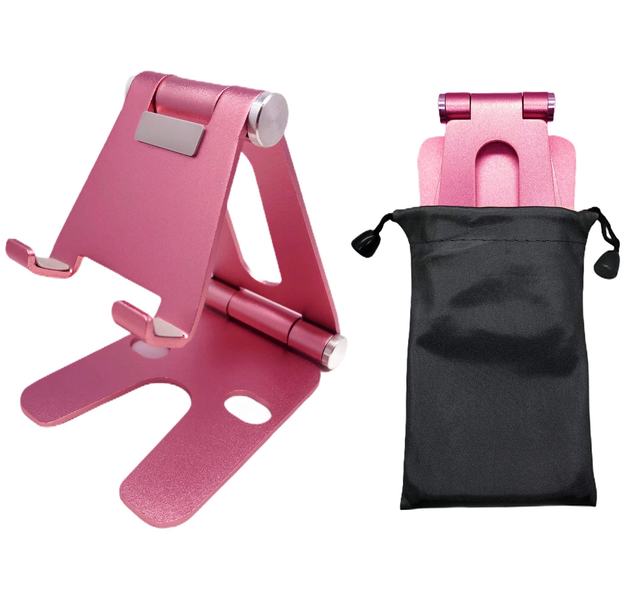 Pokanic Fully Foldable Multi-Angle Aluminum Phone & Tablet Stand - Adjustable Dock Holder for Desk, Bed, Office, School, Kitchen, Travel - Portable Charger Station Organizer