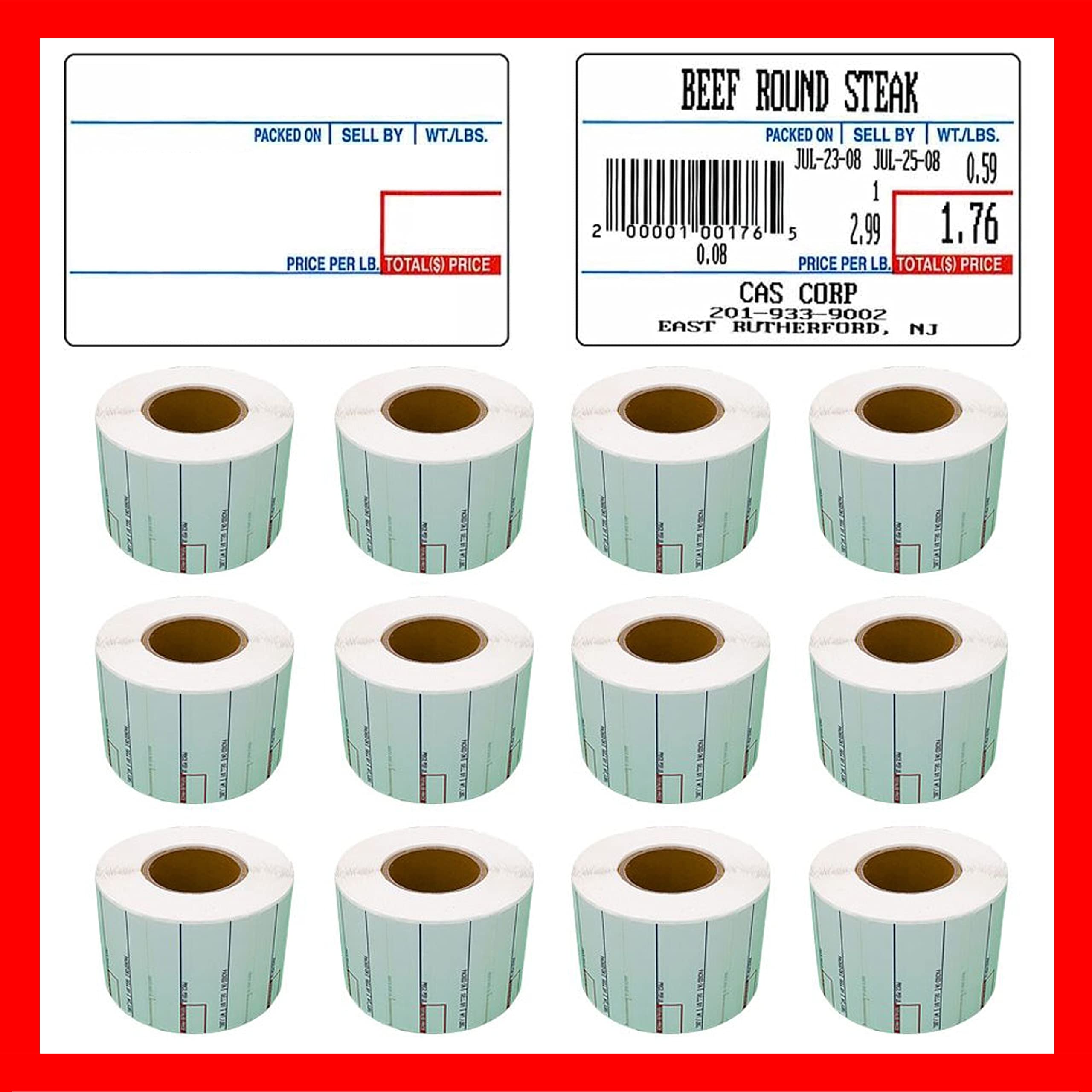 CAS Labels LST Thermal - Printer Printing Scale Compatible with CAS LP-1000 CL-5000 CL-5500 CL-7200, Easy Weigh LS-100, VisionTech DLP-300