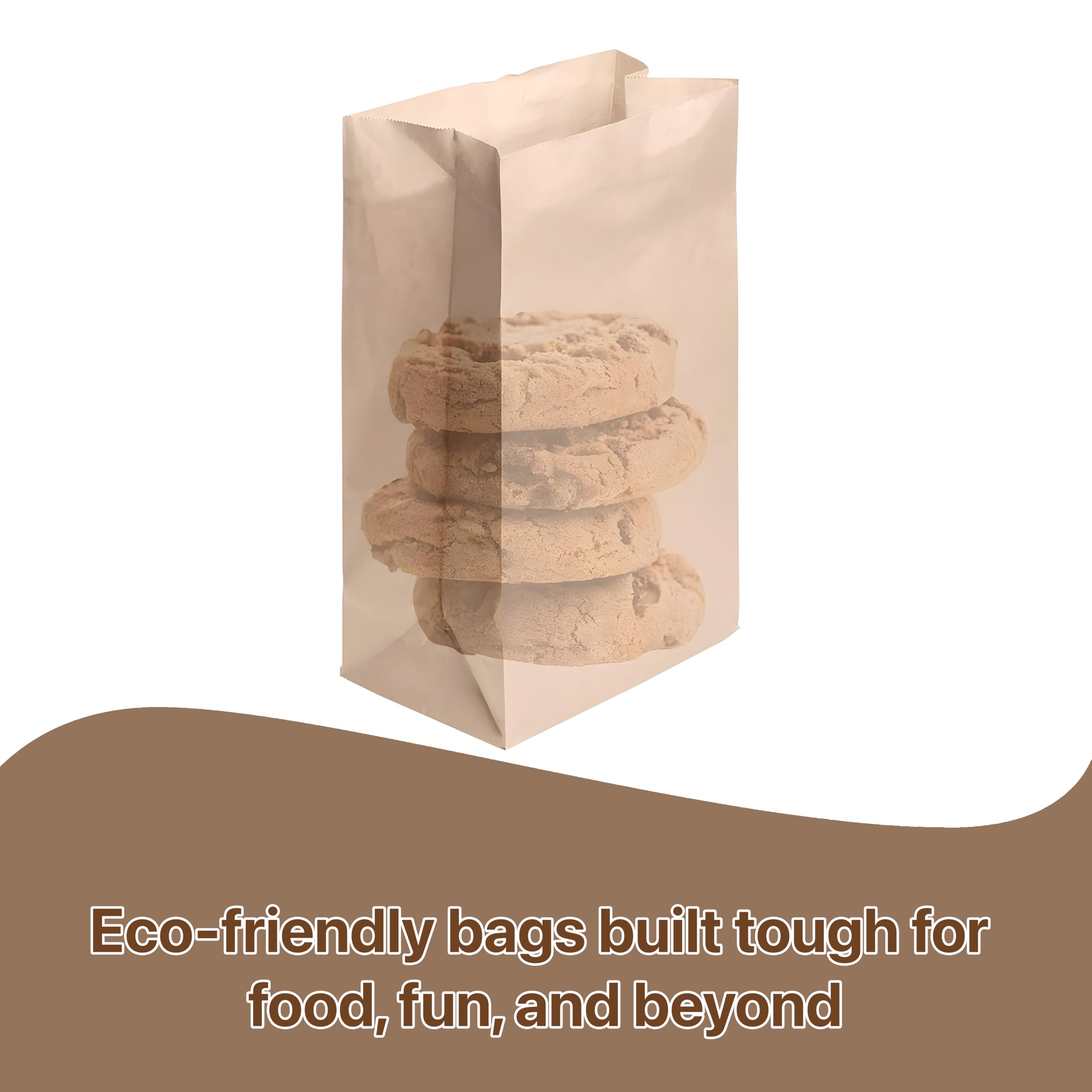 Pokanic Lunch Brown Paper Bags x 500 pcs (10 x 5 x 3 inch) Bulk Kraft 4 lb Capacity Eco Friendly Reusable Heavy DutyDisposable for Grocery Snacks Crafts Lunch Sandwich Food