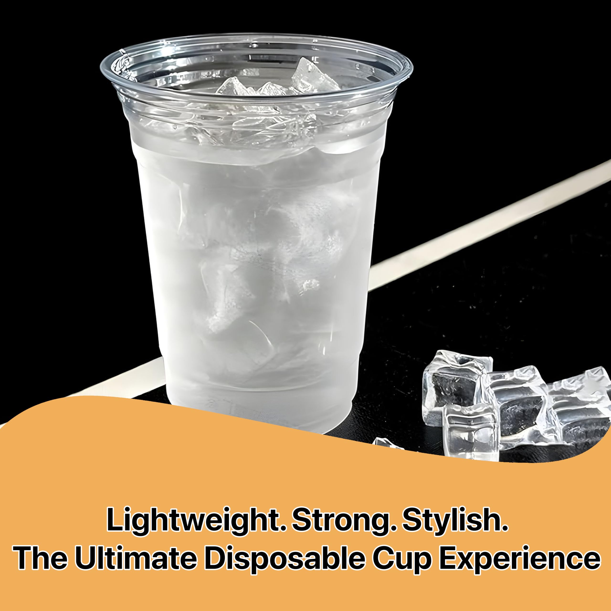 Pokanic Plastic Clear Cups [16 oz] x [25 Cups] Disposable Cold Beverage Drinking Iced Coffee Water Juice Tea Party Travel Cafe Restaurant School Office Home Kitchen