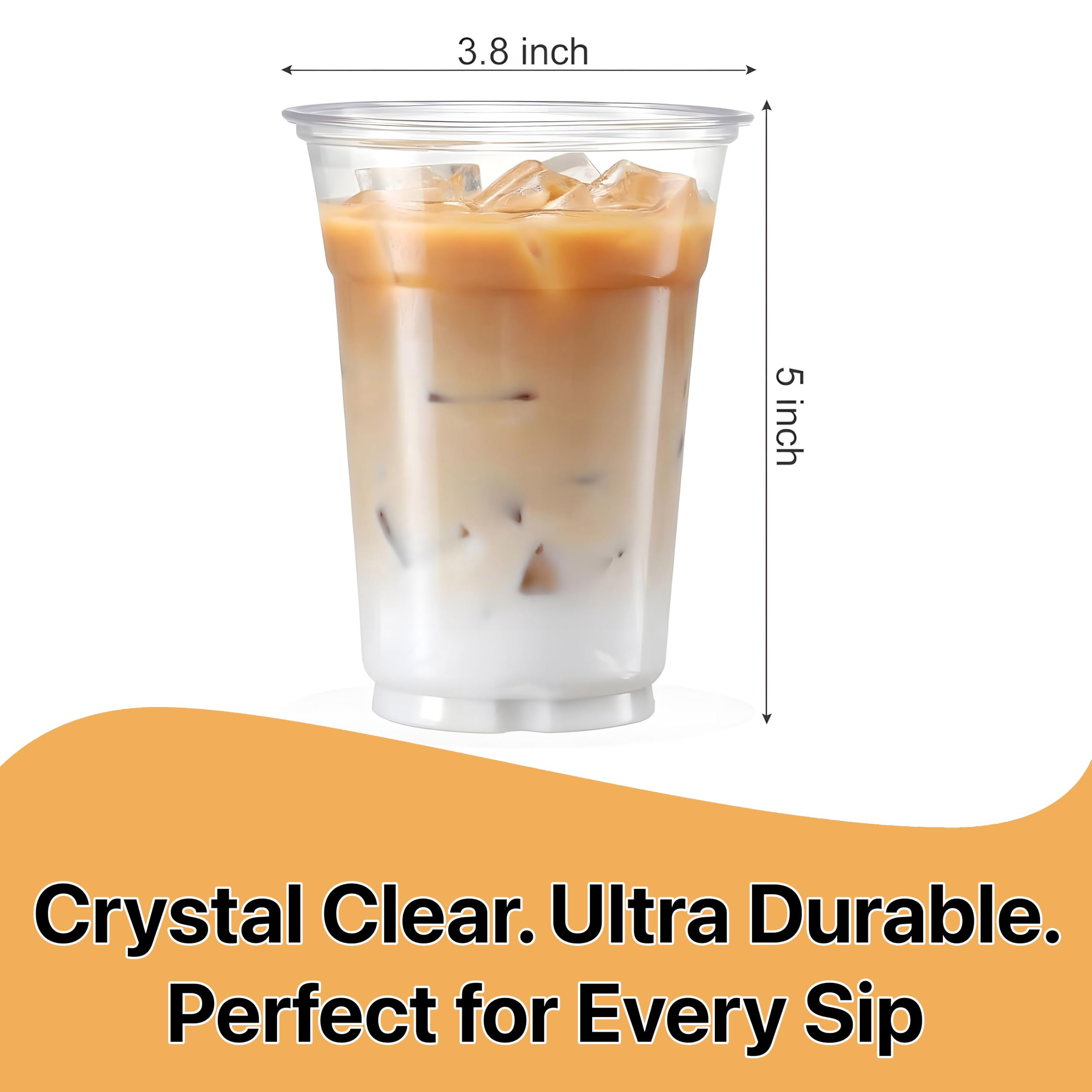 Pokanic Plastic Clear Cups [16 oz] x [25 Cups] Disposable Cold Beverage Drinking Iced Coffee Water Juice Tea Party Travel Cafe Restaurant School Office Home Kitchen