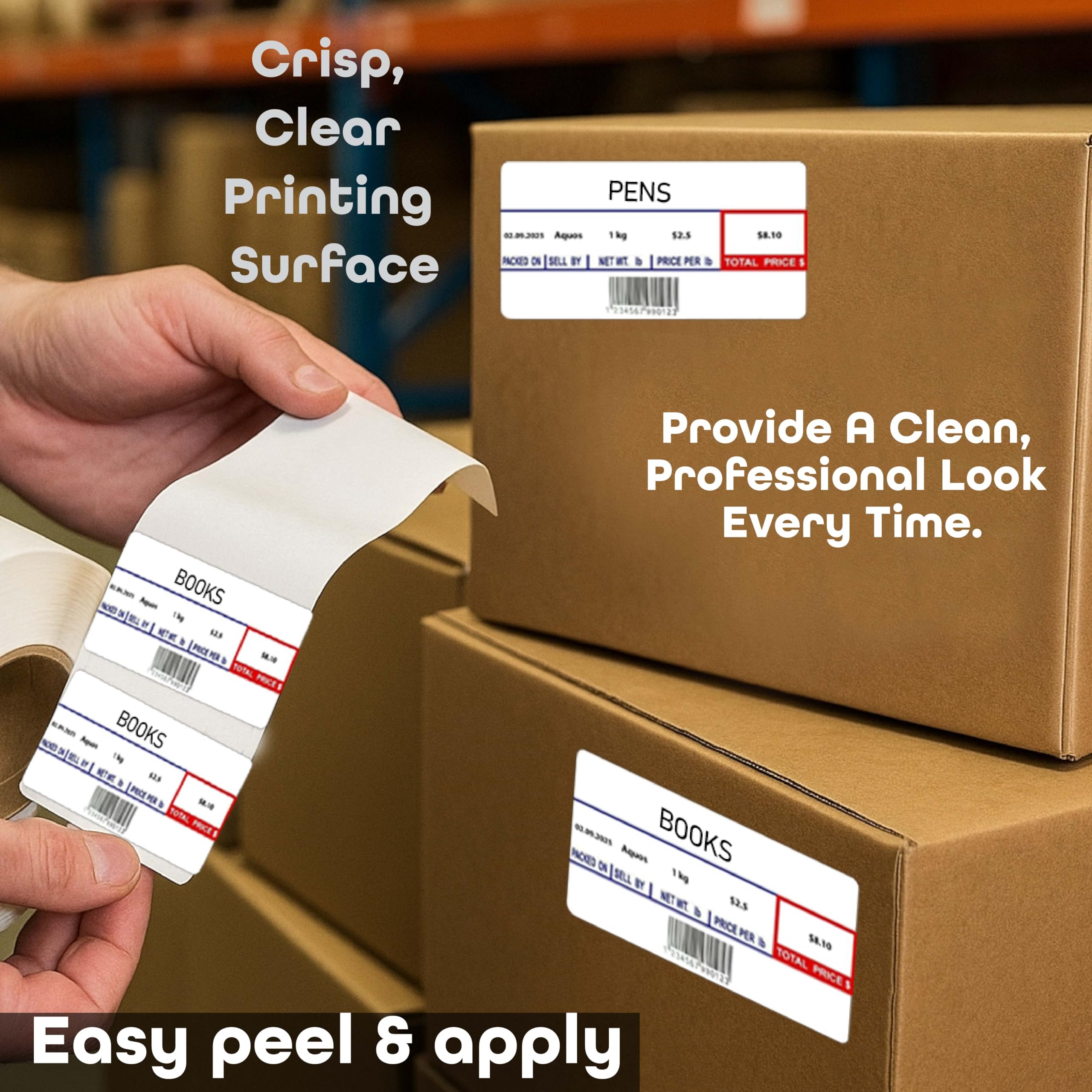 Aquos CAS Printing Scale Label Rolls (8060) – Rectangular Blank Thermal Label Rolls | CAS Scale Labels for Grocery Stores, Butcher Shops, Delis & Supermarkets | Made in USA