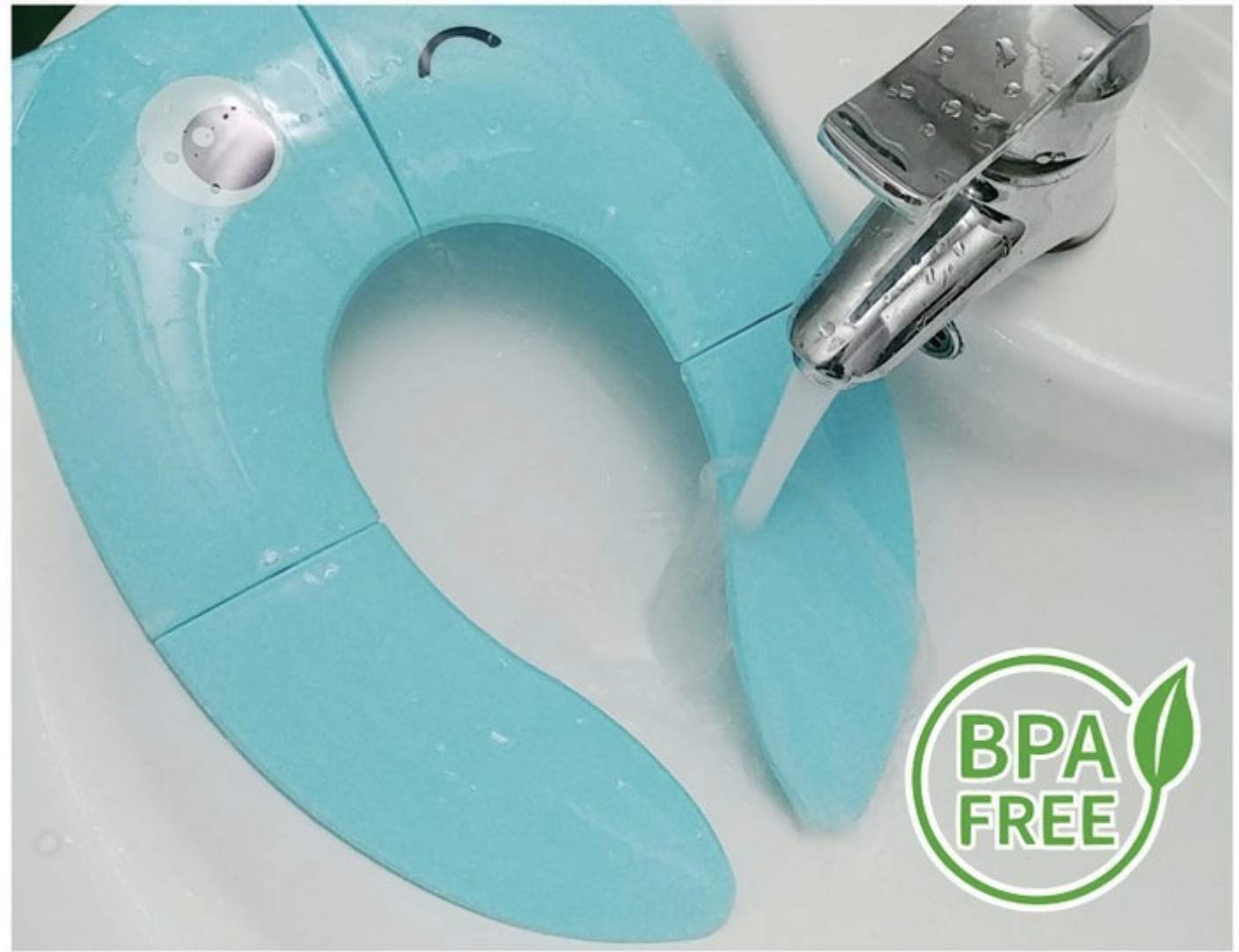 POKANIC Toilet Potty Training Seat Cover, Travel Toilet Seat, Folding Non Slip Silicone Pads, Travel Portable Reusable Kids Toddlers Boys Girls, Carry Bag