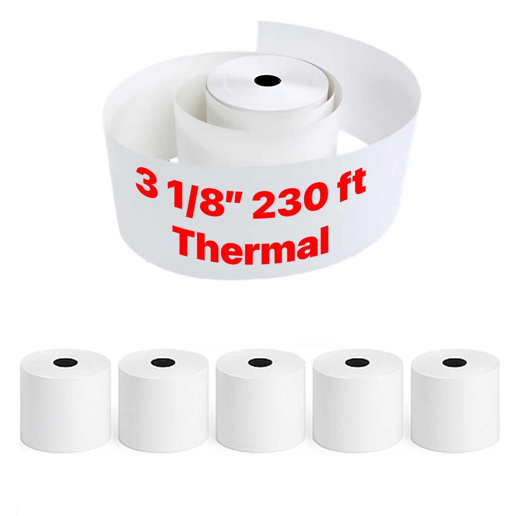 Pokanic Thermal Receipt Paper Rolls [3 1/8/" x 230'] x [30 Rolls] Compatible with Clover Mini Mobile Square POS System Credit Card Machine Calculators Star Printers