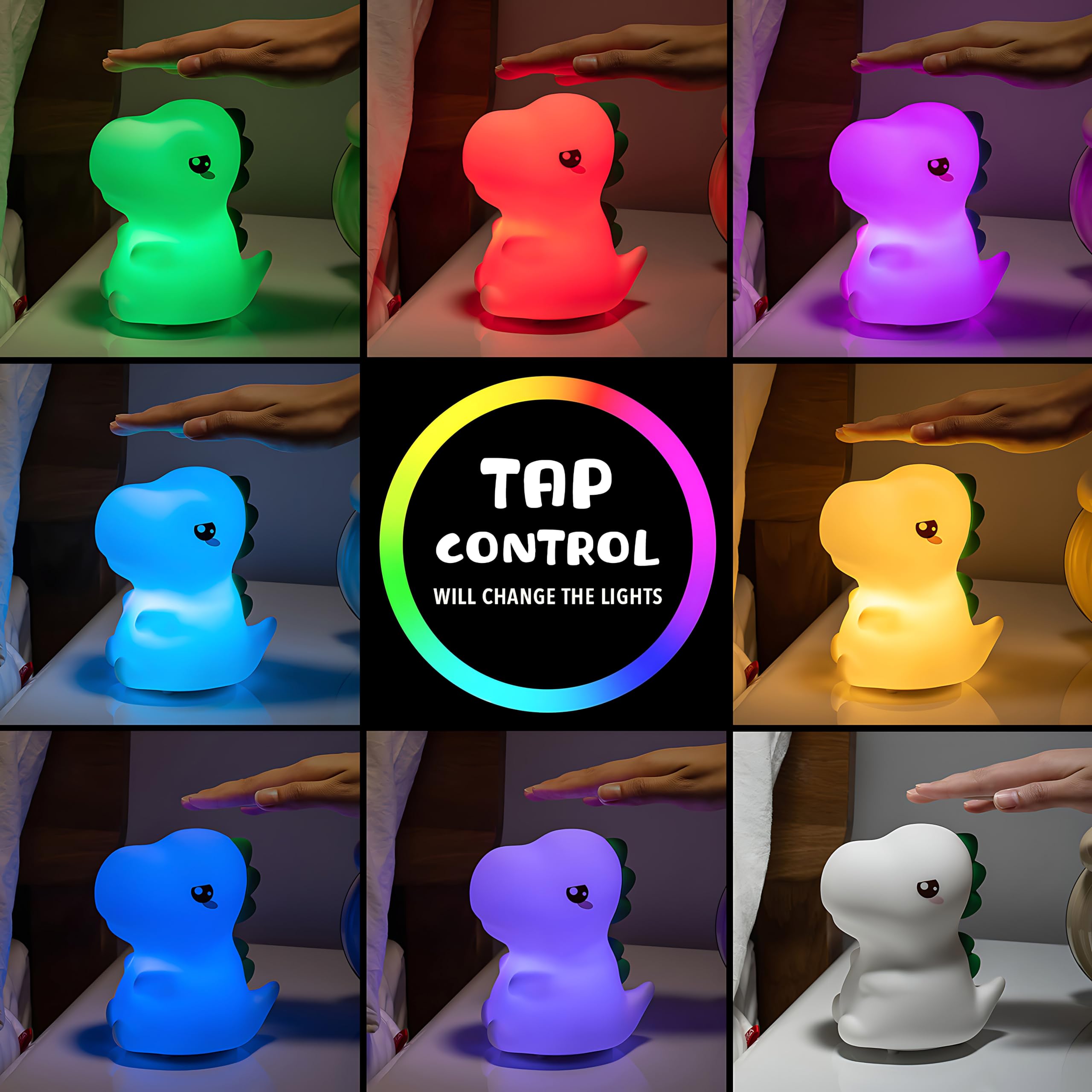 Pokanic Kids LED Lights Remote Controller Rechargeable Battery Powered Portable Silicone Night Multi Color USB Lamp Decor Desk Sleeping Bedroom Living Room