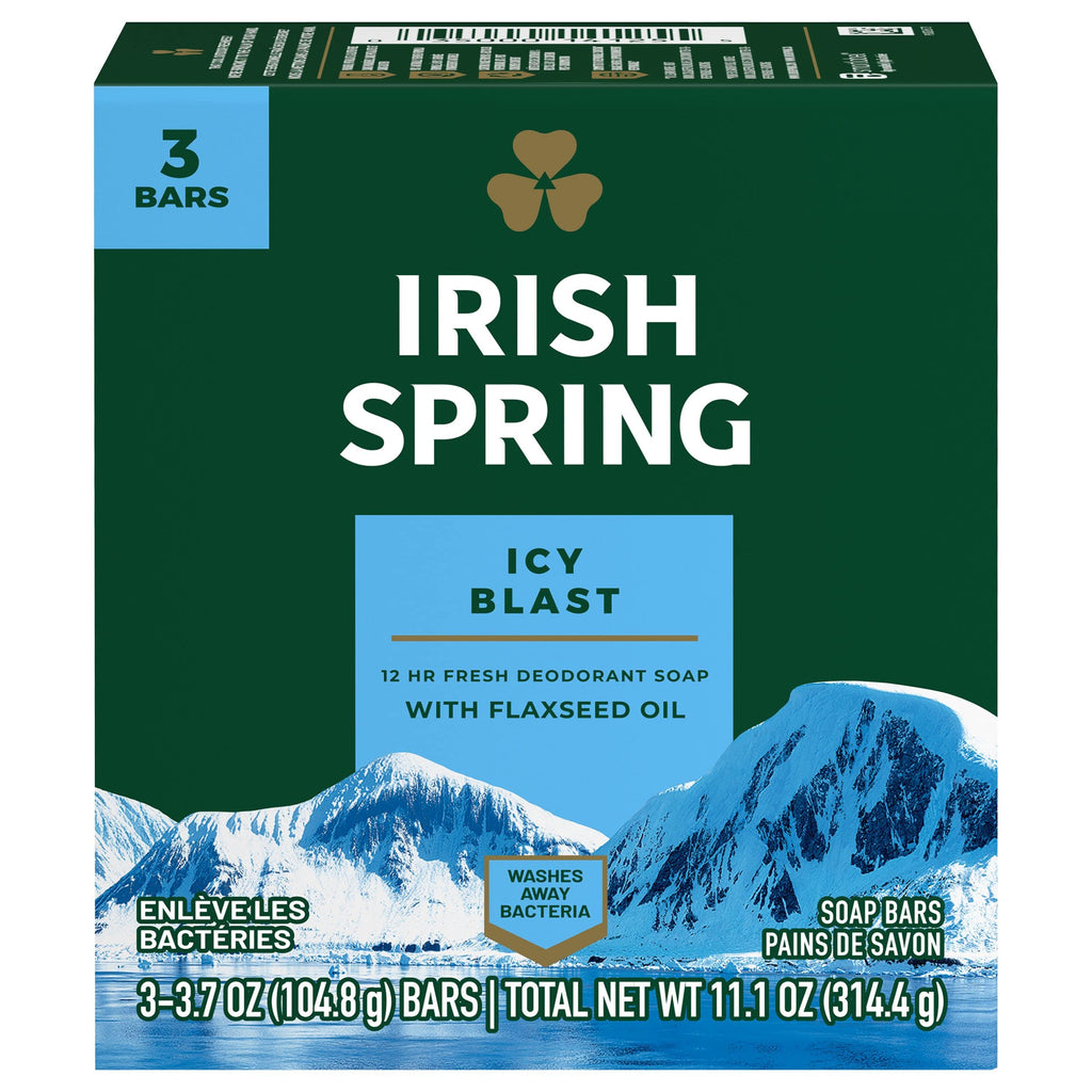Irish Spring Bath Bar, ICY Blast 3.75 Oz, 3 x 3.75 oz Bars