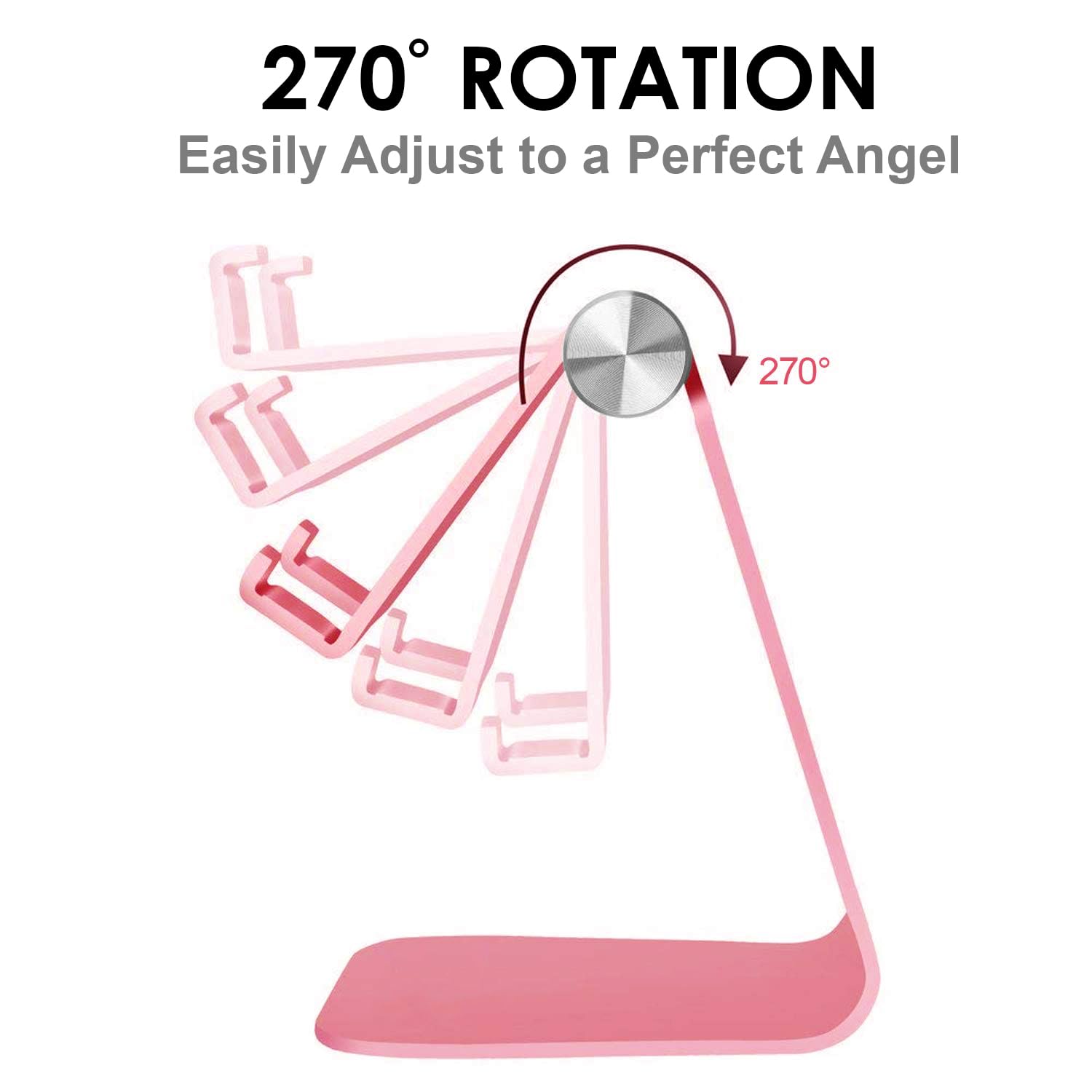Pokanic Phone & Tablet Stand Adjustable Multi‑Angle Aluminum Phone & Tablet Stand Non‑Slip Dock/Cradle/Charging Station for Desktop, Bed, Kitchen, Office