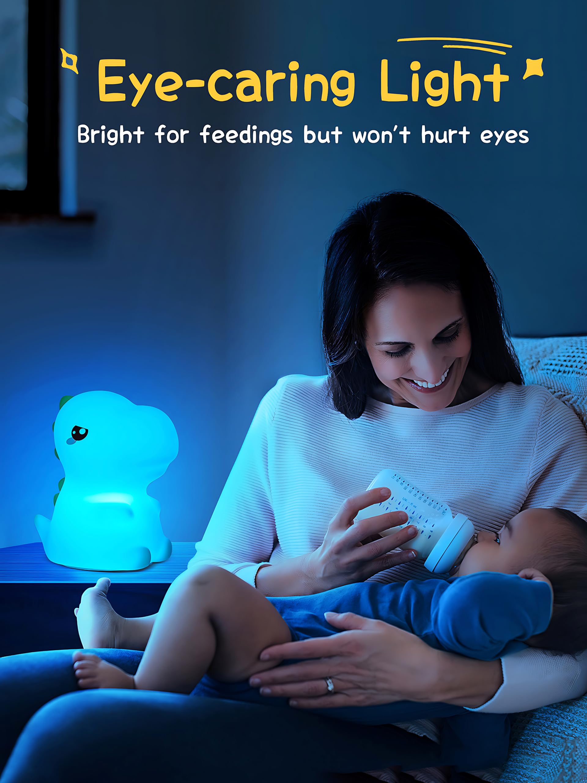 Pokanic Kids LED Lights Remote Controller Rechargeable Battery Powered Portable Silicone Night Multi Color USB Lamp Decor Desk Sleeping Bedroom Living Room